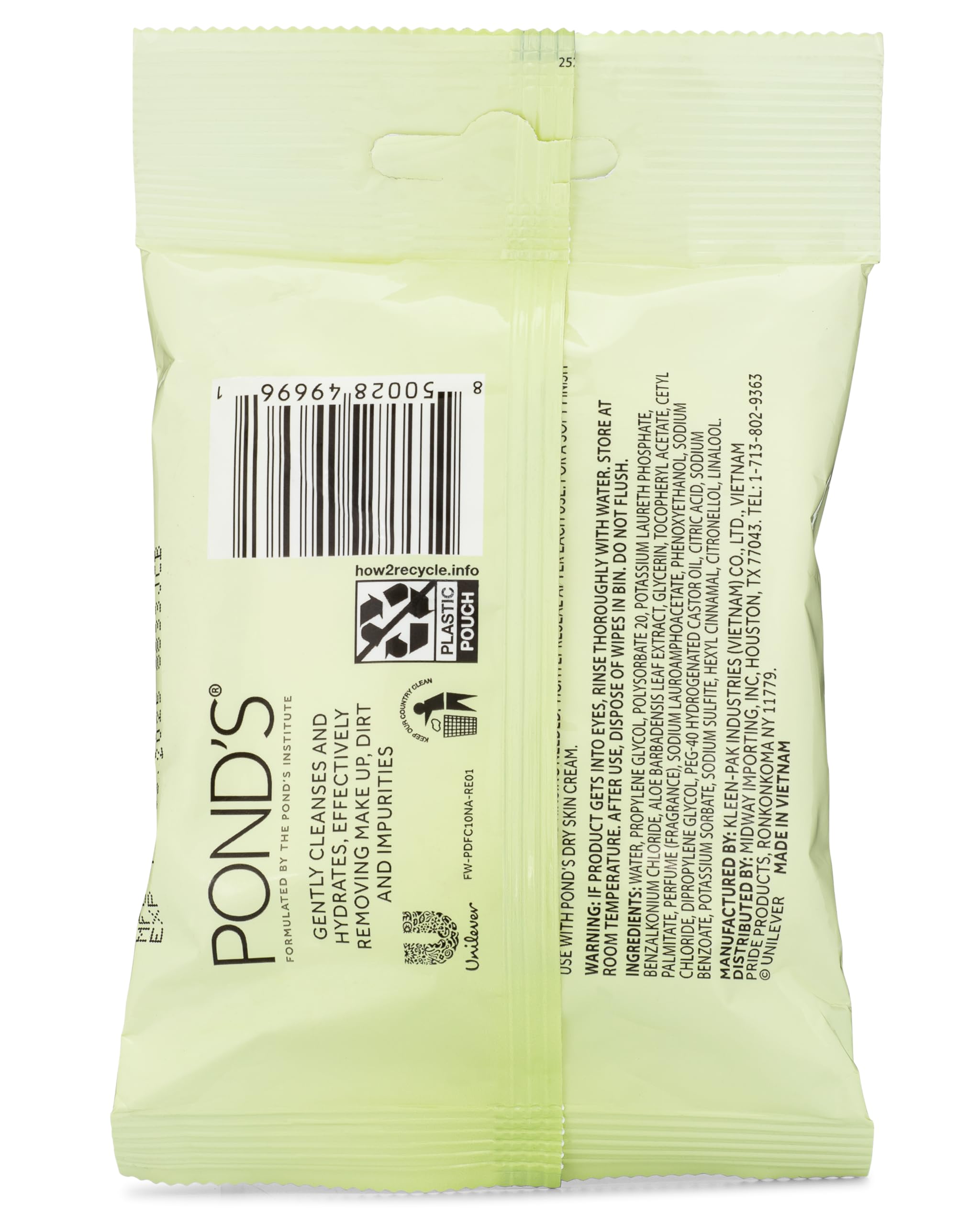 Foto 3 | Toallitas Faciales Pond's Purify & Refresh Con Aloe Vera 40 Toallitas - Venta Internacional.