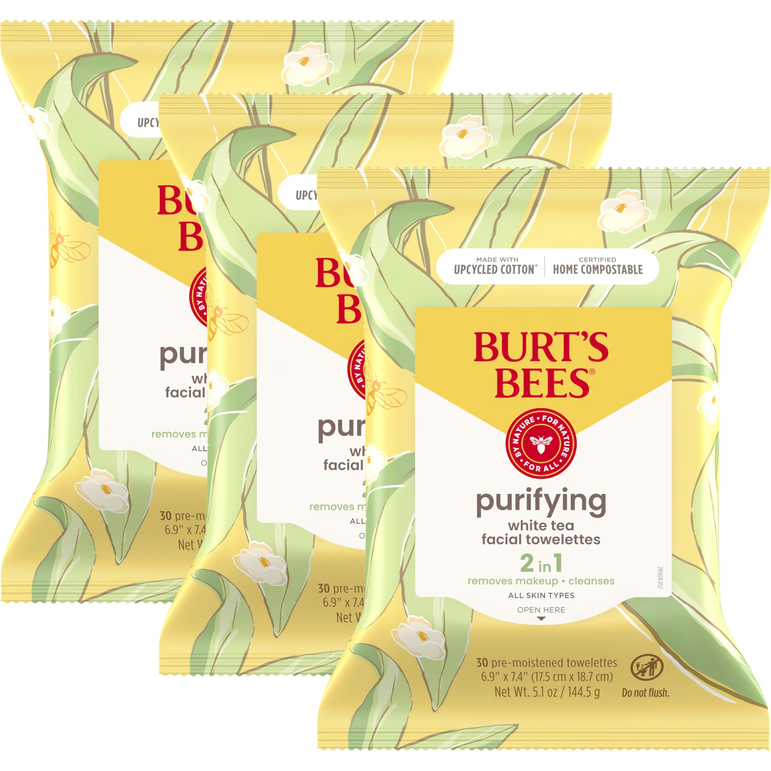 Toallitas Limpiadoras Faciales Burt's Bees White Tea 30 Unidades (paquete De 3) - Venta Internacional.