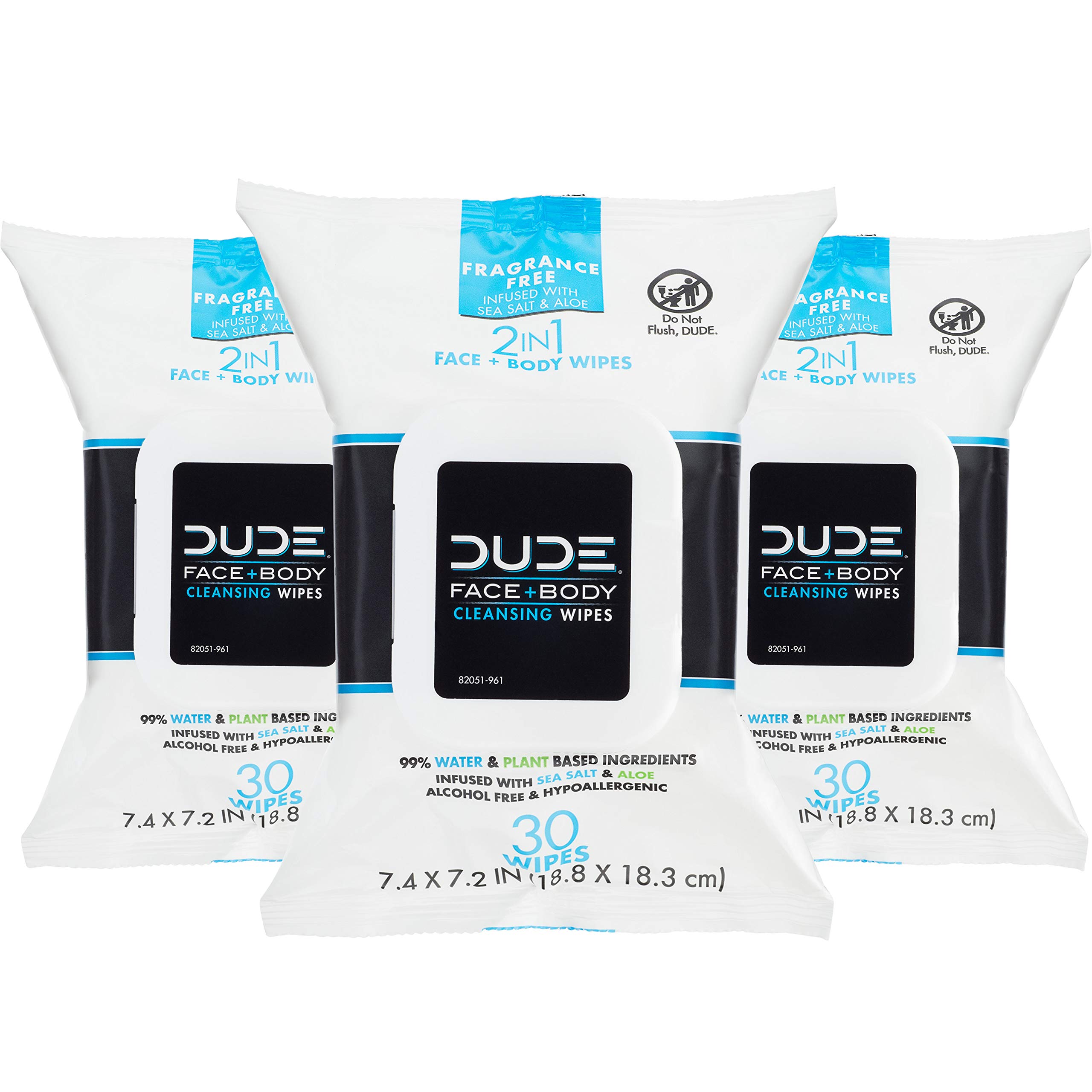 Toallitas Dude Para Rostro Y Cuerpo 90 Sin Perfume, Con Sal Marina Y Aloe - Venta Internacional.