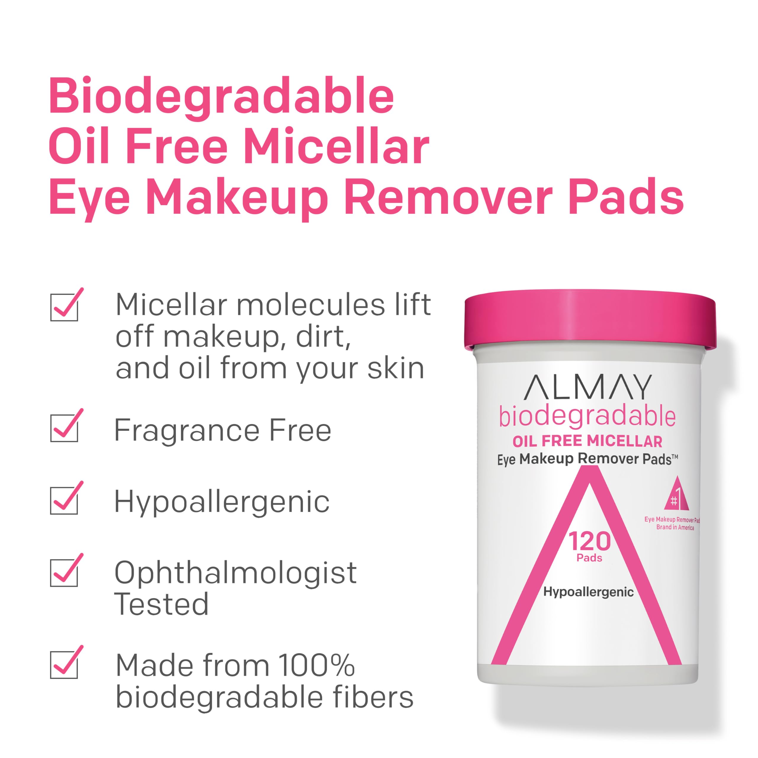 Foto 3 pulgar | Almohadillas Desmaquillantes Almay Biodegradables Micellar 120 Unidades - Venta Internacional.