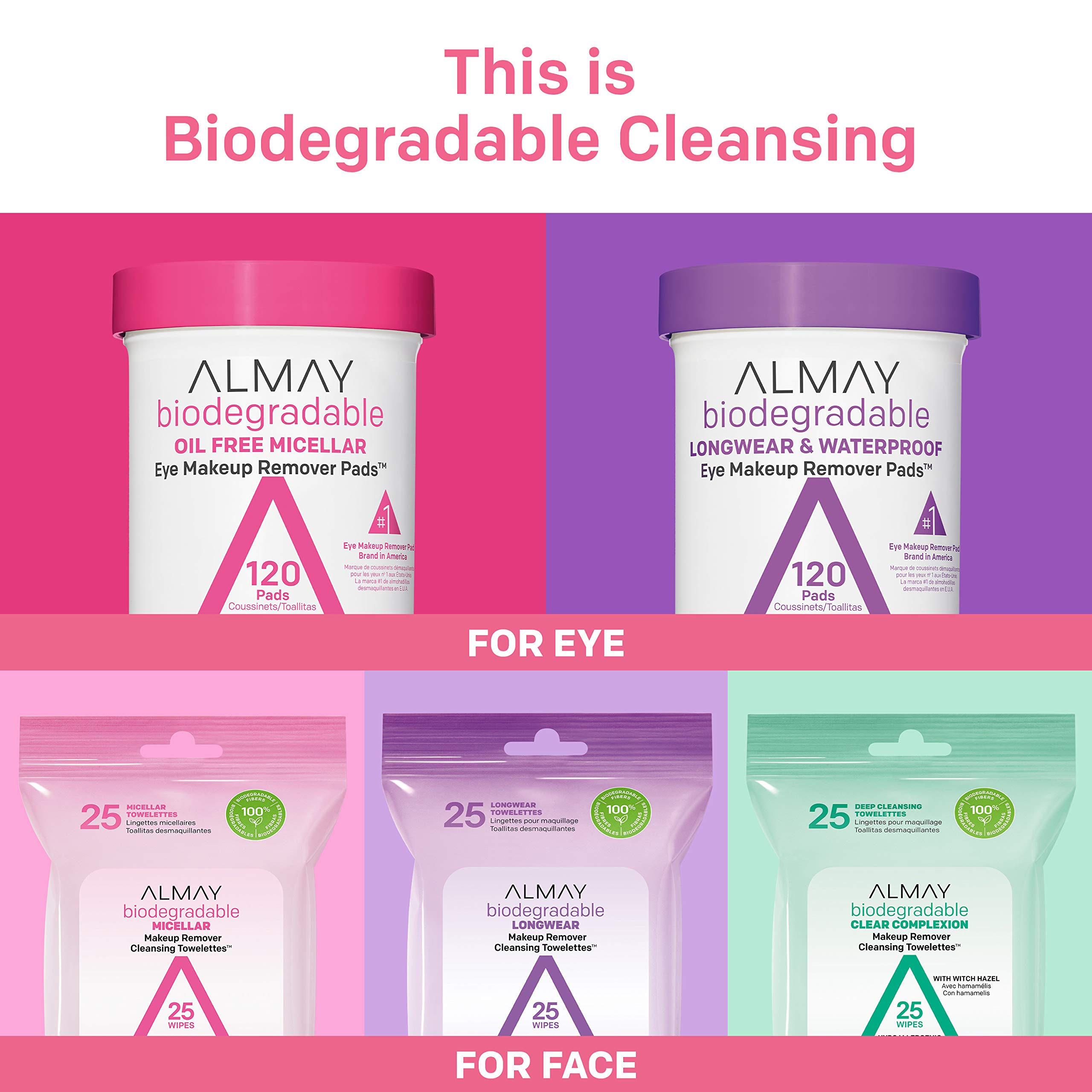 Foto 7 | Almohadillas Desmaquillantes Almay Biodegradables Micellar 120 Unidades - Venta Internacional.