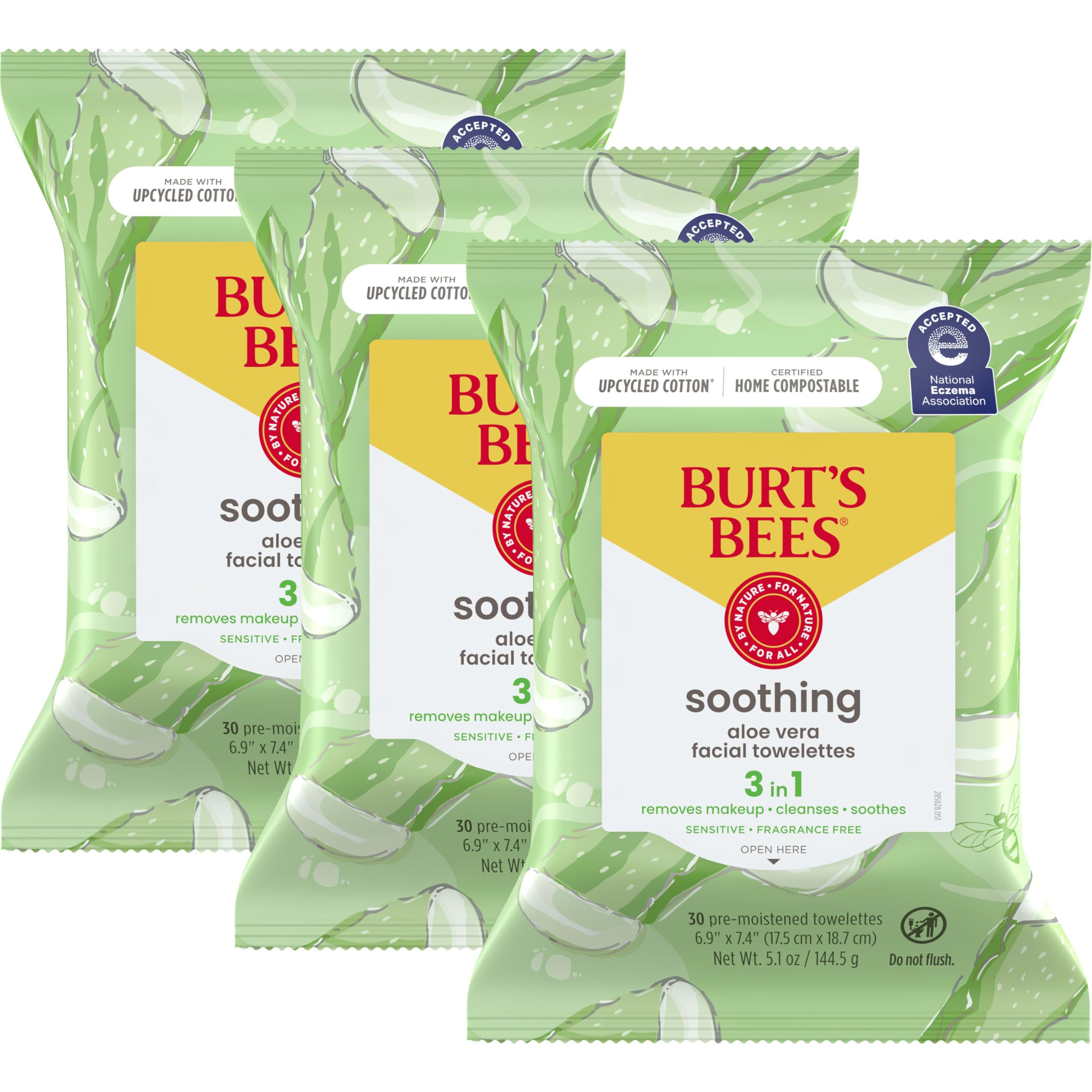 Foto 2 pulgar | Toallitas Faciales Burt's Bees Con Aloe Vera Para Piel Sensible, 30 Unidades - Venta Internacional.