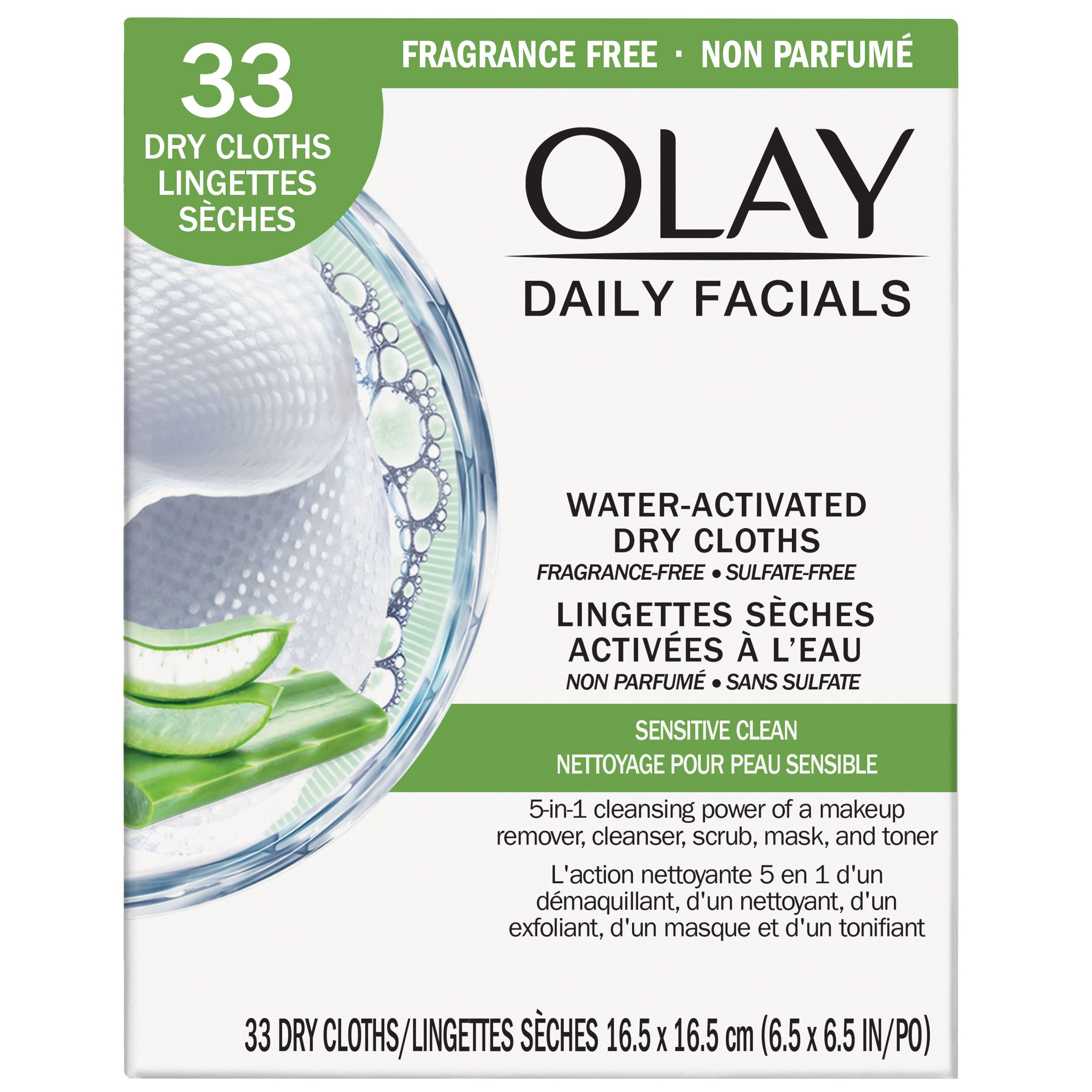 Cloths Olay Daily Gentle Clean 5 En 1, Activados Con Agua, 66 Unidades - Venta Internacional.