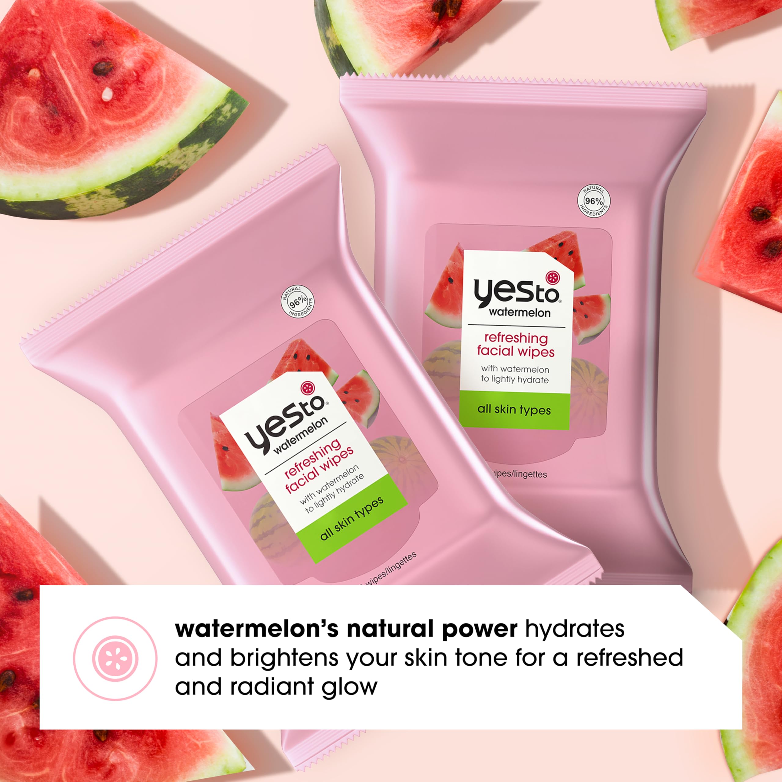 Foto 4 pulgar | Toallitas Limpiadoras Faciales Yes To Refreshing Watermelon, Paquete De 2 - Venta Internacional.