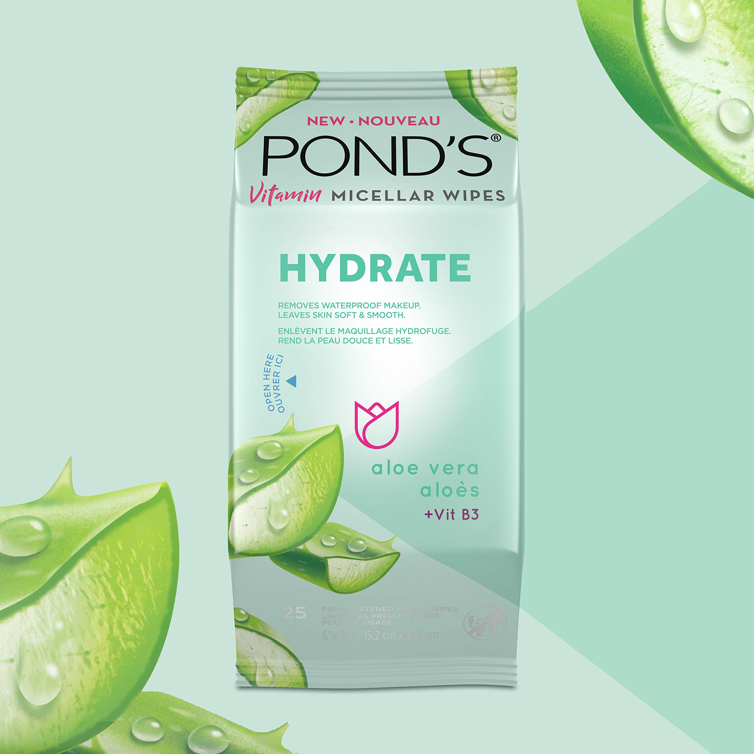 Foto 3 pulgar | Toallitas Desmaquillantes Pond's Vitamin Micellar Aloe Vera 25x4 - Venta Internacional.