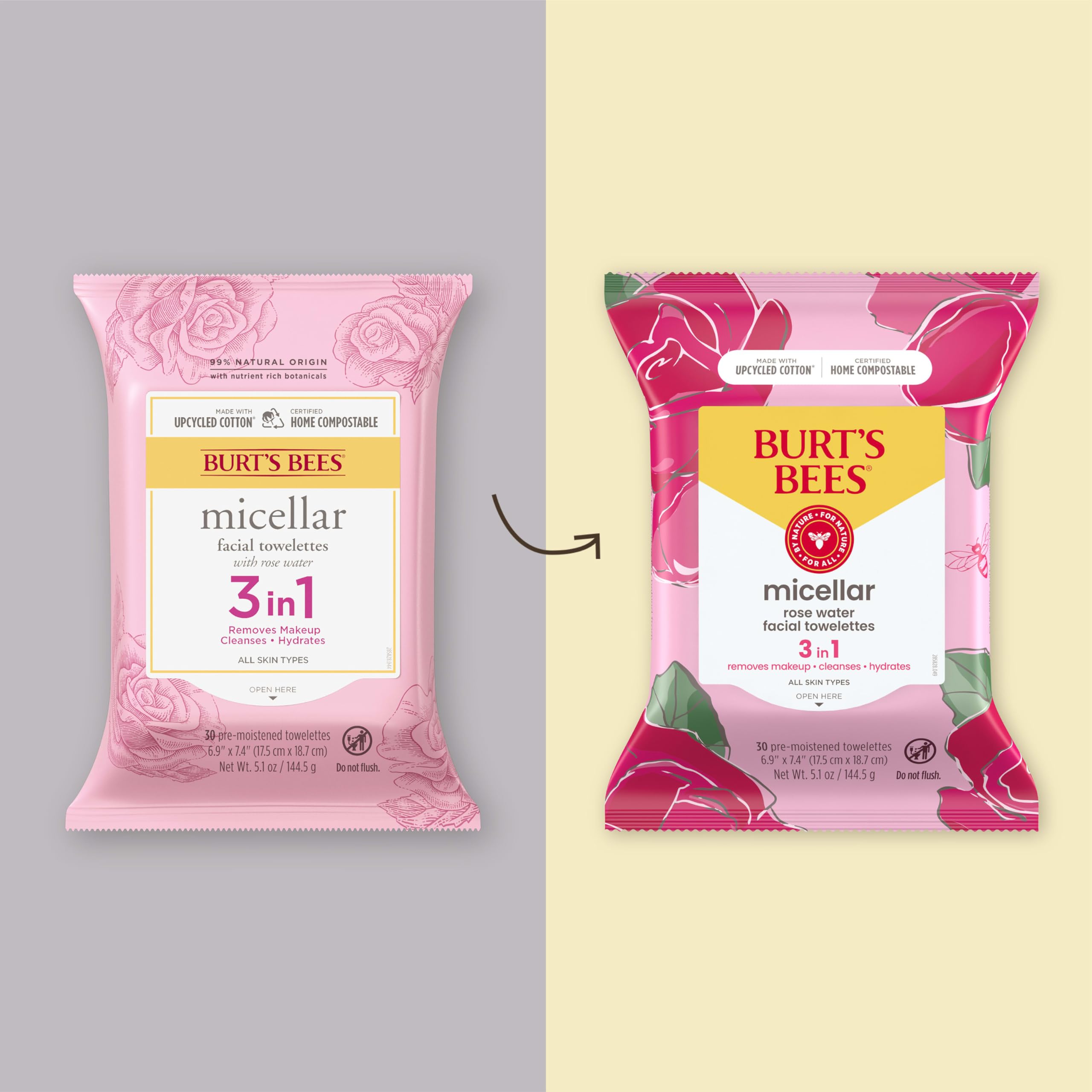 Foto 2 | Toallitas Faciales Burt's Bees Micelares Con Agua De Rosas, 30 Unidades - Venta Internacional.