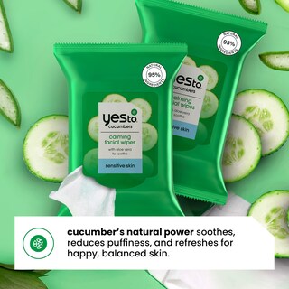 Foto 3 | Toallitas Faciales Yes To Sensitive Facial Cleansing Con Pepino Y Aloe - Venta Internacional.