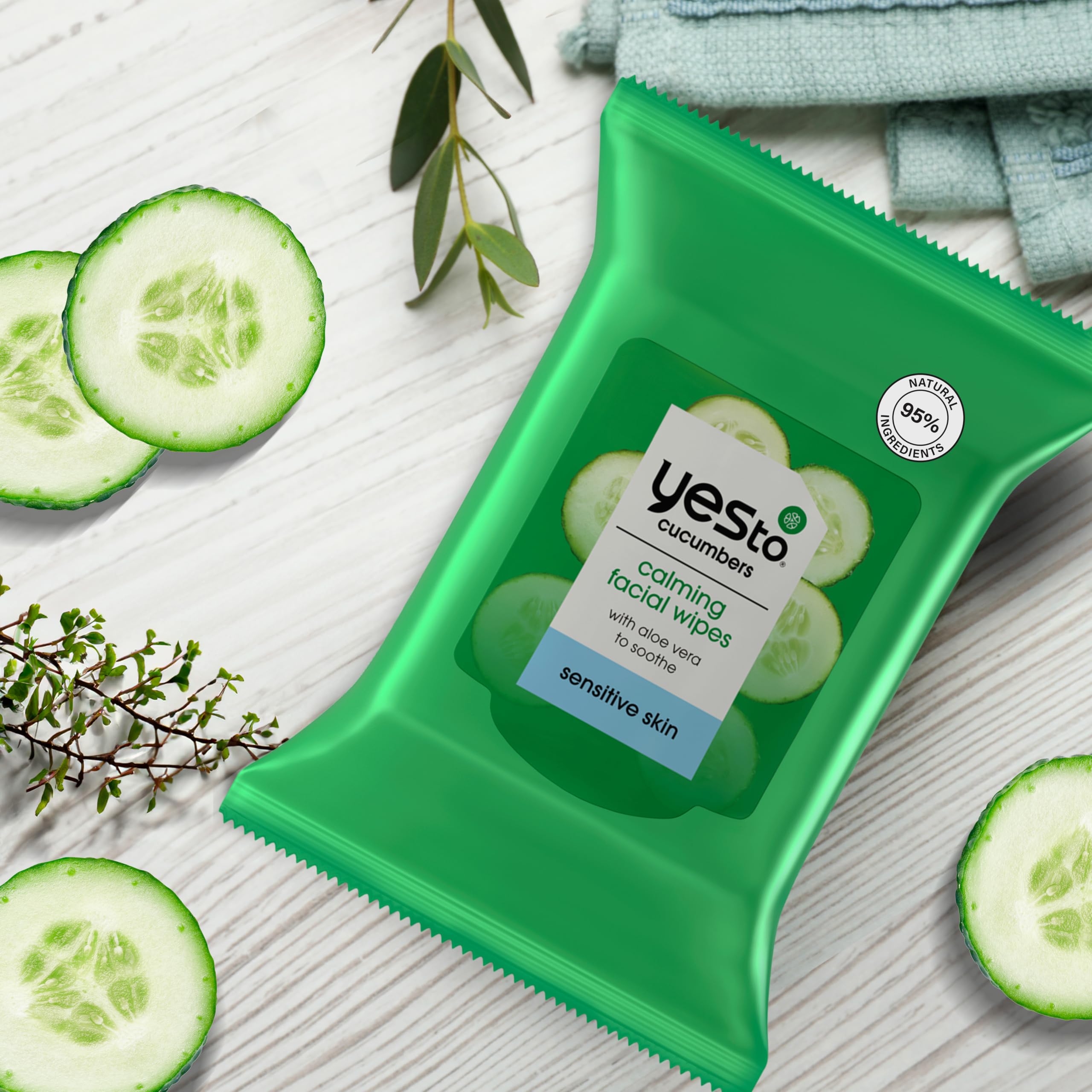Foto 6 pulgar | Toallitas Faciales Yes To Sensitive Facial Cleansing Con Pepino Y Aloe - Venta Internacional.