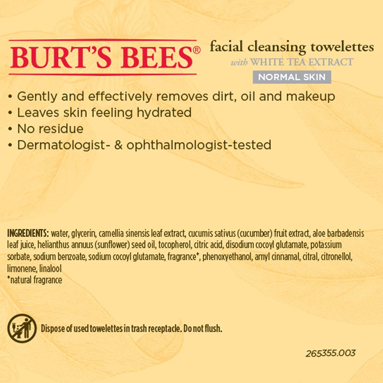 Foto 4 | Toallitas Limpiadoras Faciales Burt's Bees White Tea X30 - Venta Internacional.