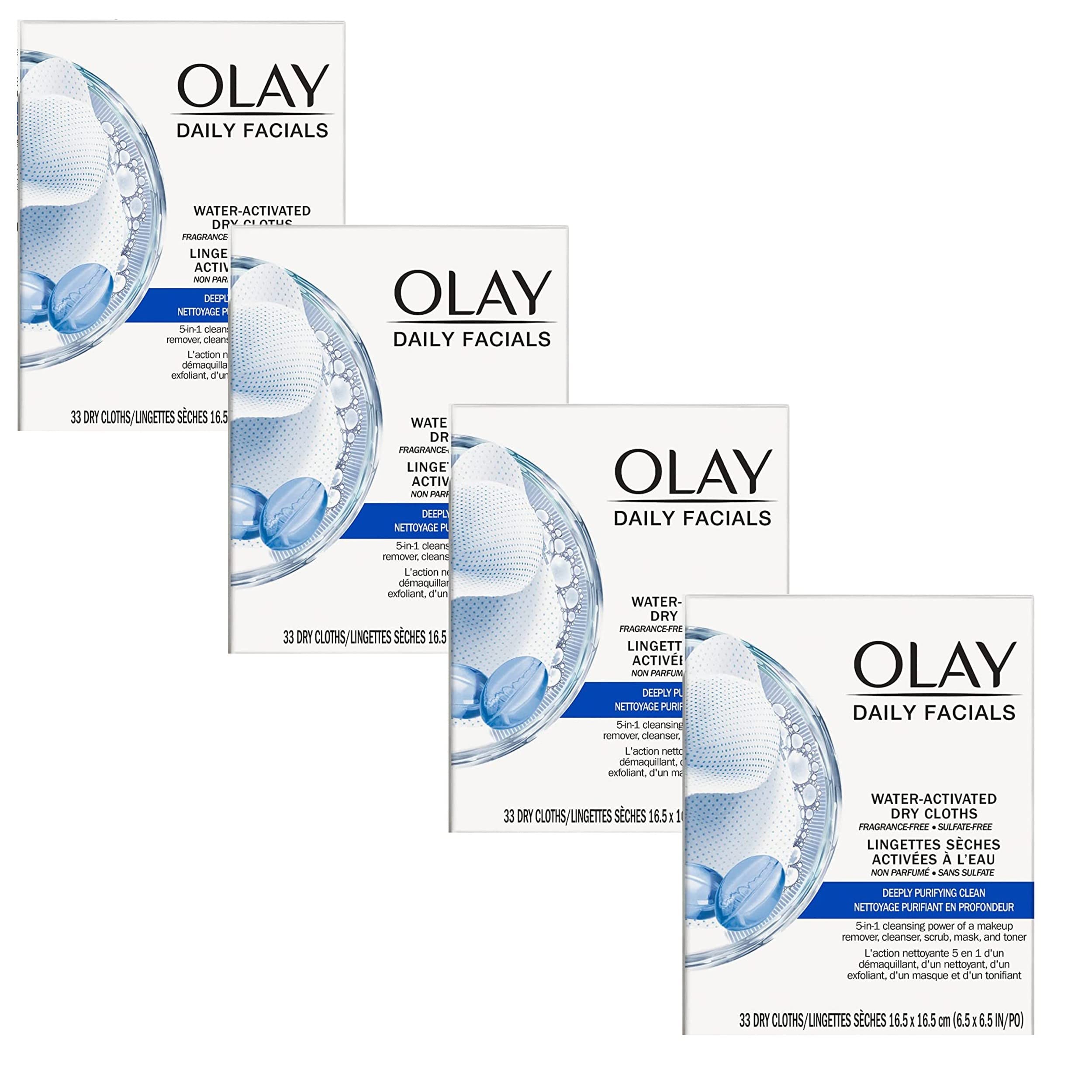 Paños Limpiadores Faciales Olay Daily Deeply Clean 2 En 1, 33 Unidades X 4 - Venta Internacional.