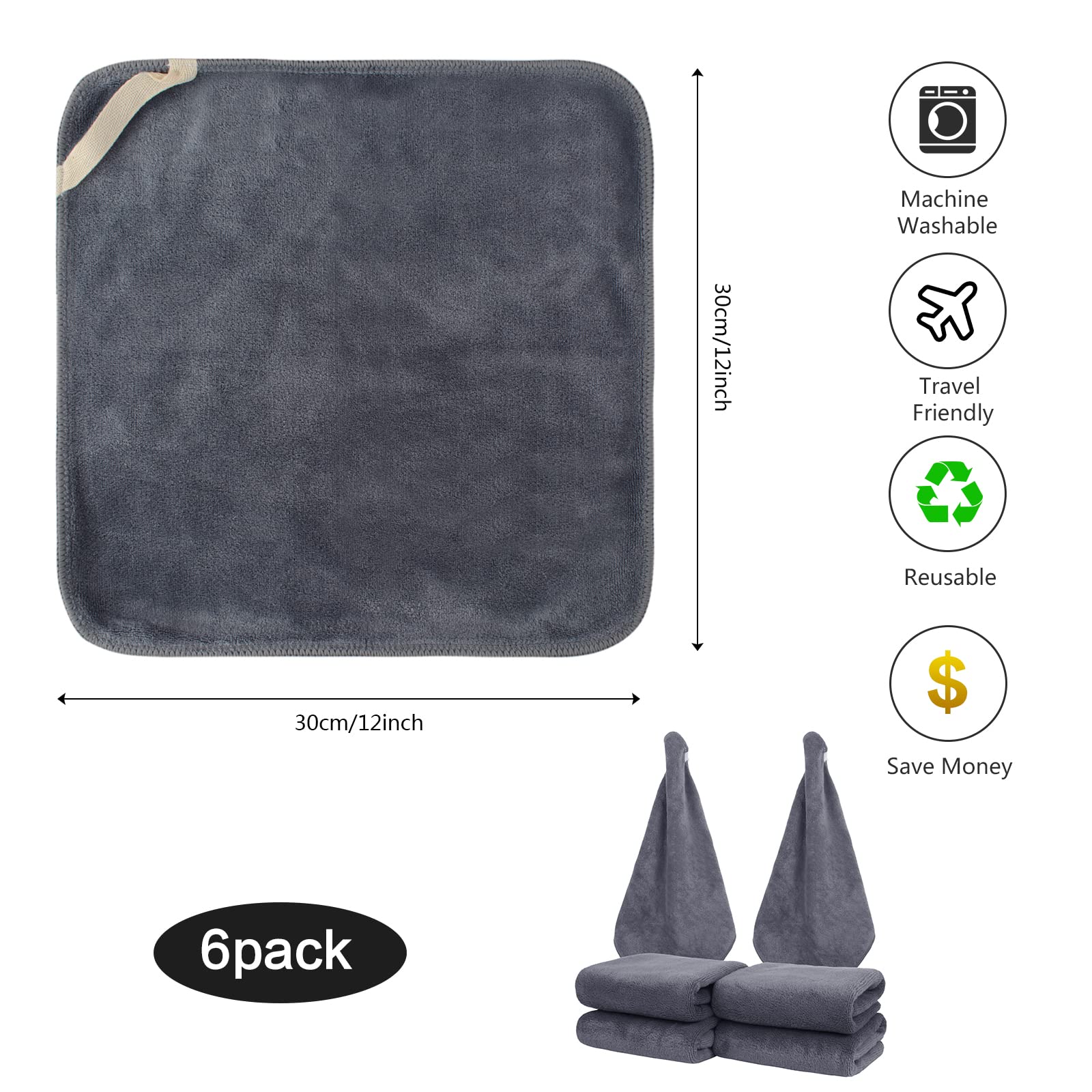 Foto 3 pulgar | Toallita Facial Sinland Microfibra Secado Rápido 30 X 30 Cm - Venta Internacional
