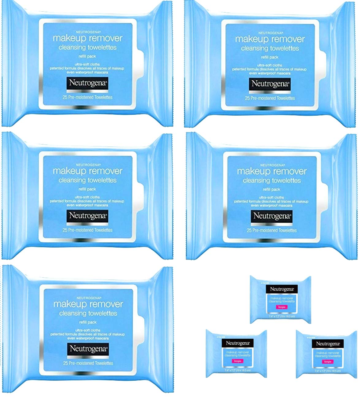 Foto 1 | Toallitas Limpiadoras Desmaquillantes Neutrogena 25 Unidades X 5 +3 - Venta Internacional.