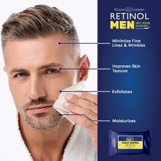 Foto 3 | Toallitas Húmedas Con Retinol Para Hombre, Envueltas Individualmente Con Agua Micelar - Venta Internacional.