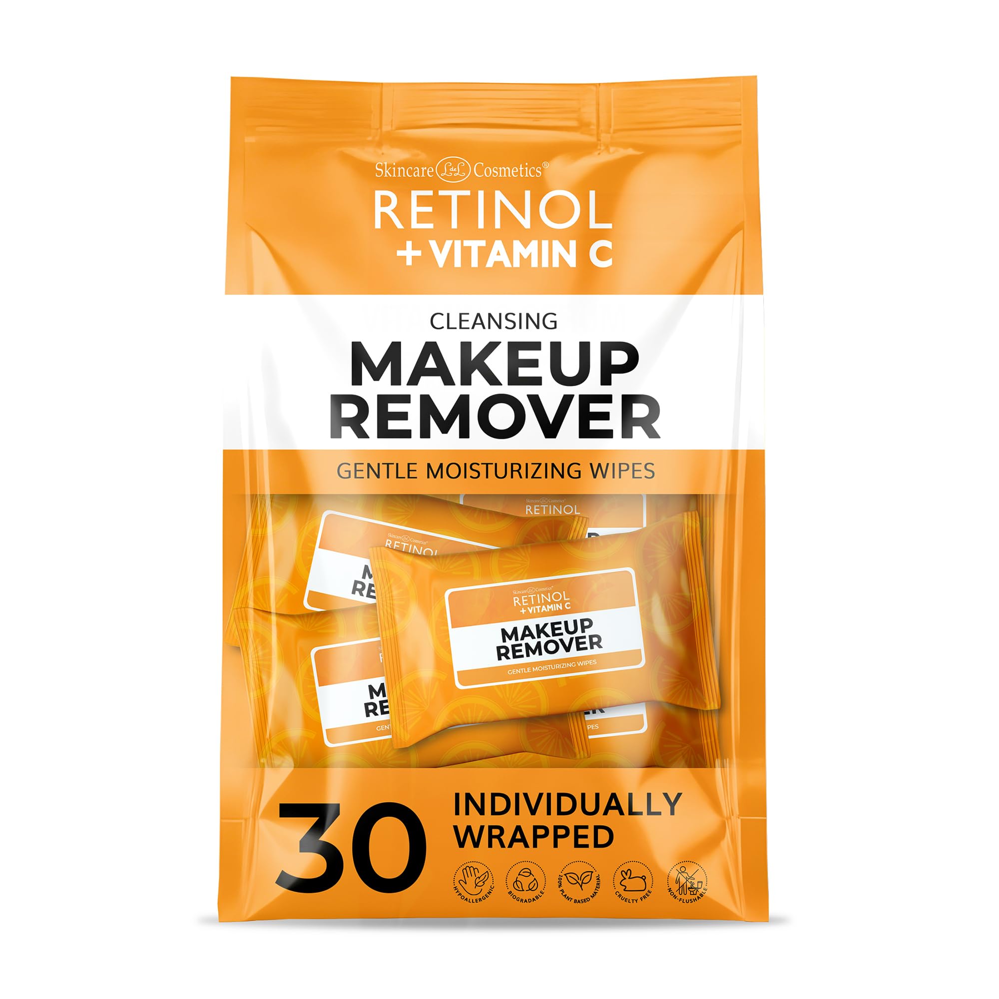 Foto 2 pulgar | Toallitas Desmaquillantes Con Retinol Y Vitamina C, 30 Unidades, Tamaño De Viaje - Venta Internacional.