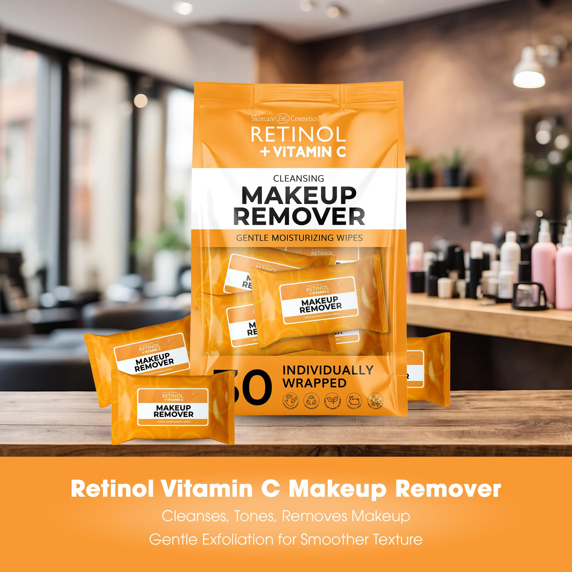 Foto 3 pulgar | Toallitas Desmaquillantes Con Retinol Y Vitamina C, 30 Unidades, Tamaño De Viaje - Venta Internacional.