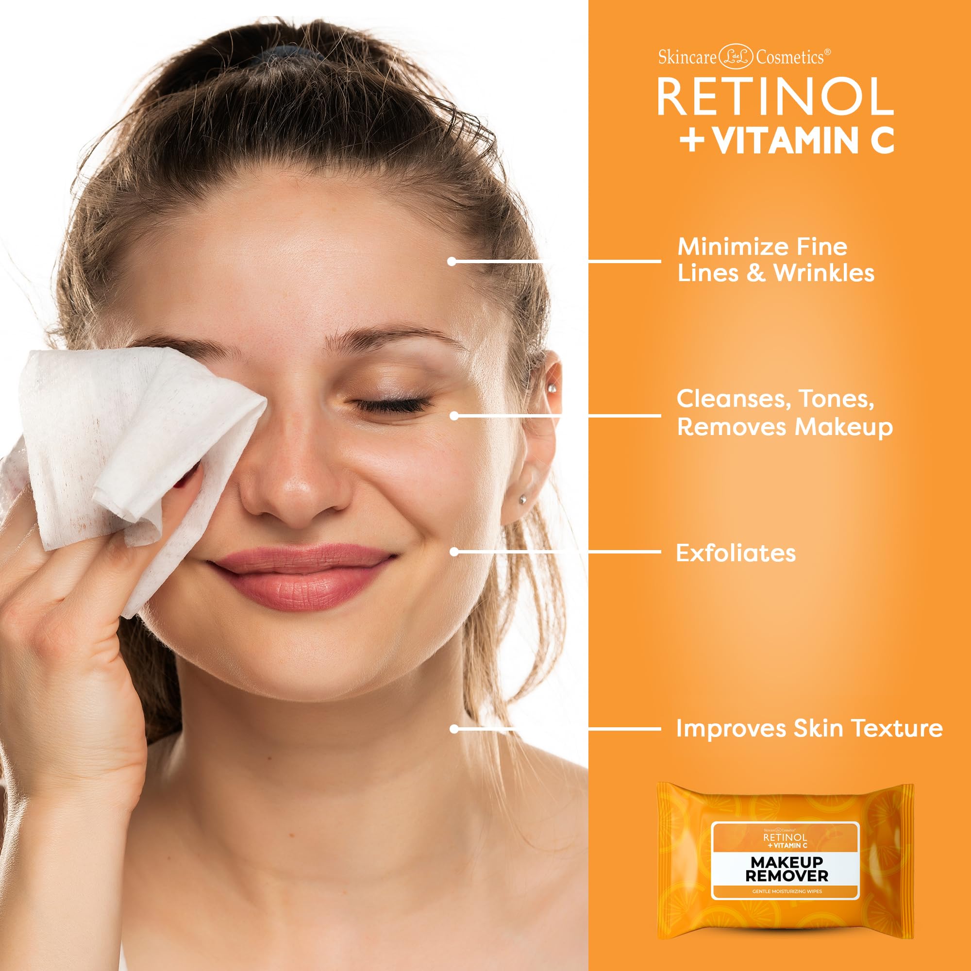 Foto 4 pulgar | Toallitas Desmaquillantes Con Retinol Y Vitamina C, 30 Unidades, Tamaño De Viaje - Venta Internacional.
