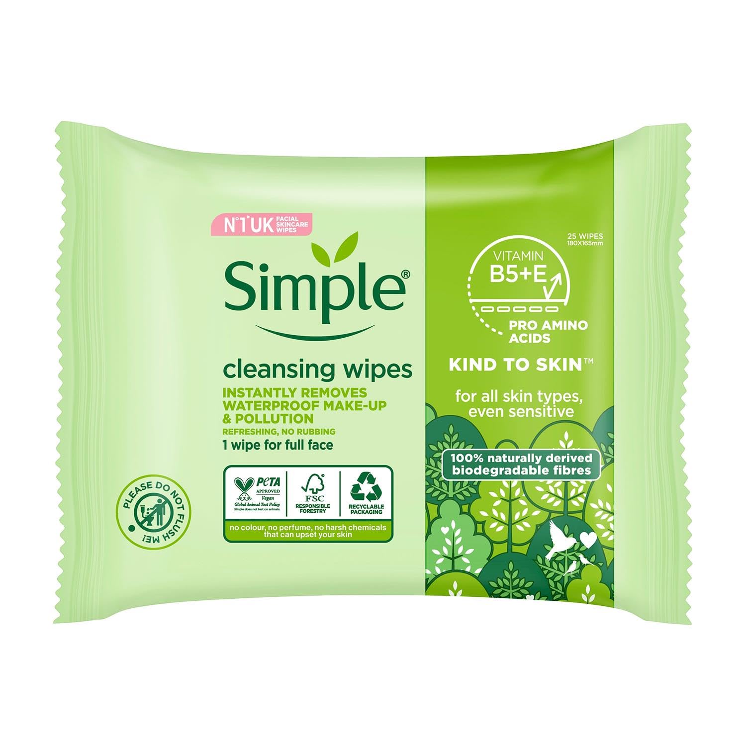 Foto 5 pulgar | Toallitas Limpiadoras Faciales Simple Kind To Skin 25 (paquete De 3) - Venta Internacional.