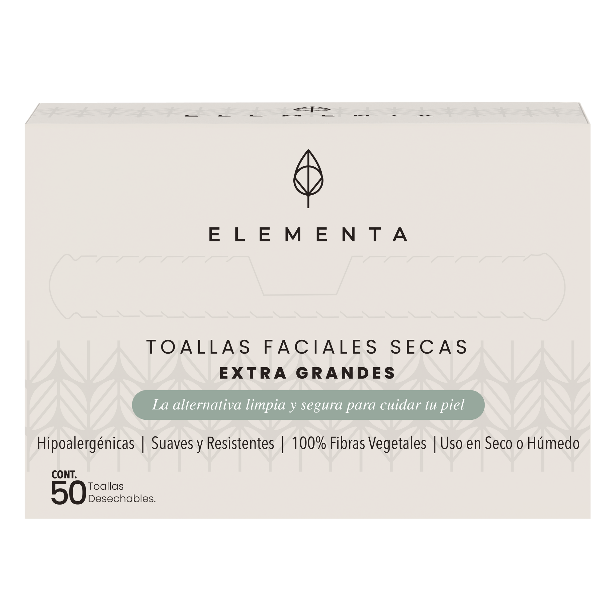 Foto 1 | Elementa Toallas Faciales Secas Extra Grandes Desechables (rostro Limpio Y Sin Bacterias), Hipoalergénicas, 100%