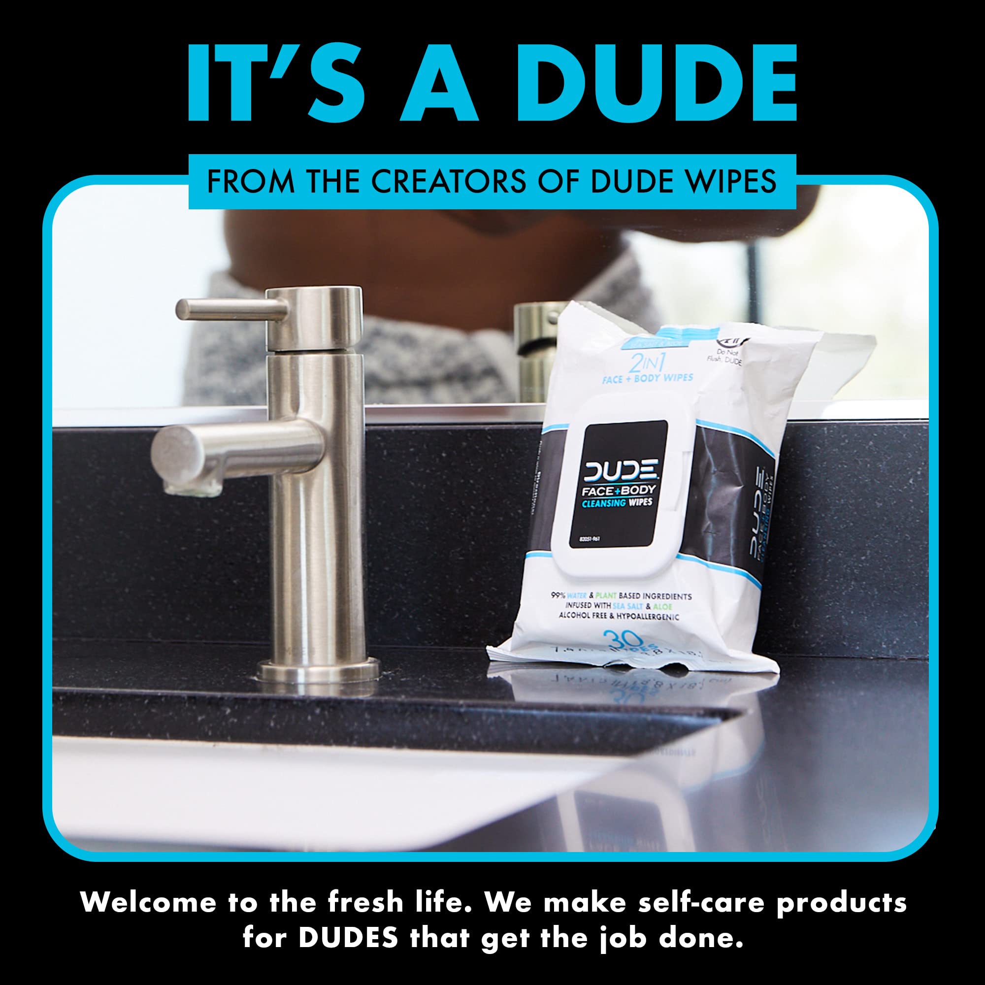 Foto 7 pulgar | Toallitas Dude Face & Body 30 Sin Perfume Con Sal Marina Y Aloe - Venta Internacional.