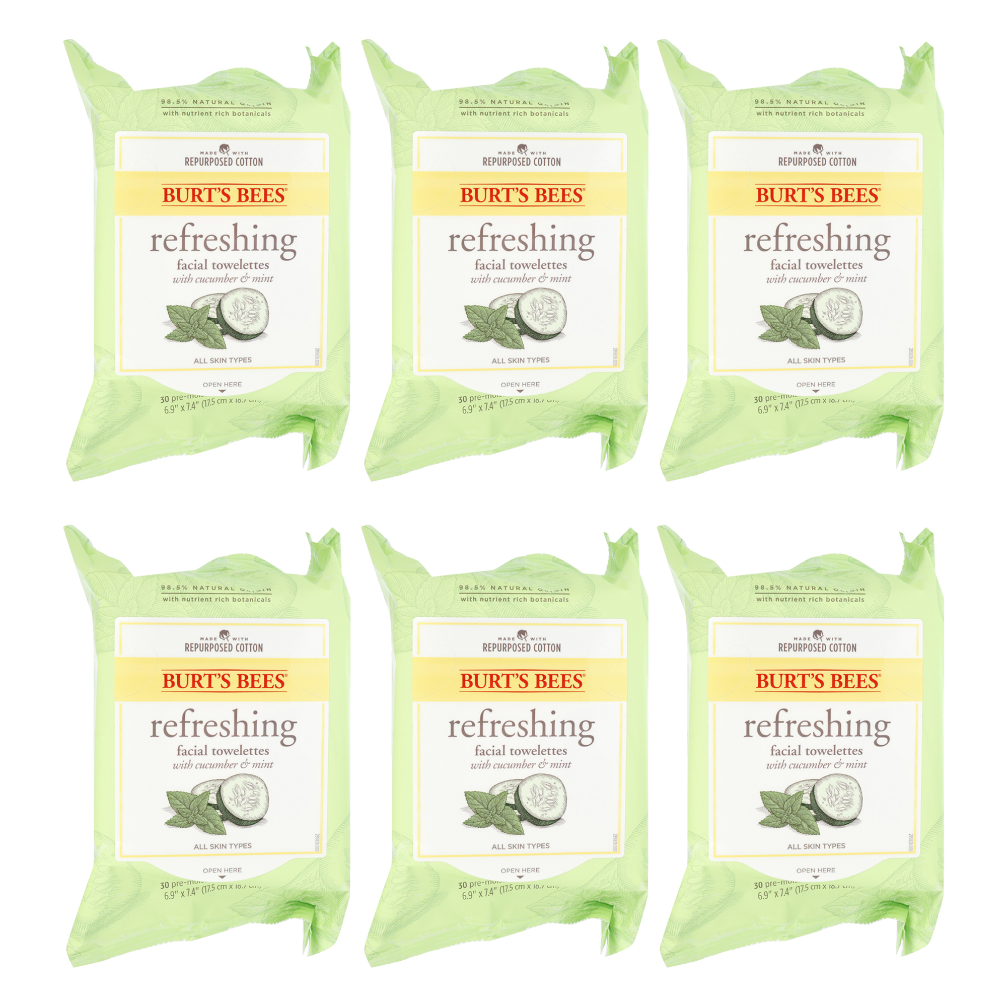 Foto 1 | Toallitas Limpiadoras Faciales Burts Bees  Pepino Y Salvia  Paquete De 6 - Venta Internacional.