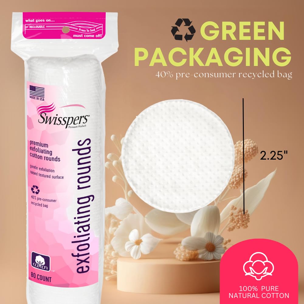 Foto 5 pulgar | Exfoliante Cotton Rounds Swisspers Premium  80 Unidades  X3 - Venta Internacional.