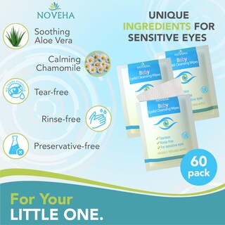Foto 2 | Toallitas Para Párpados Y Pestañas Para Bebés Noveha Safe & Natural 60 Toallitas - Venta Internacional.