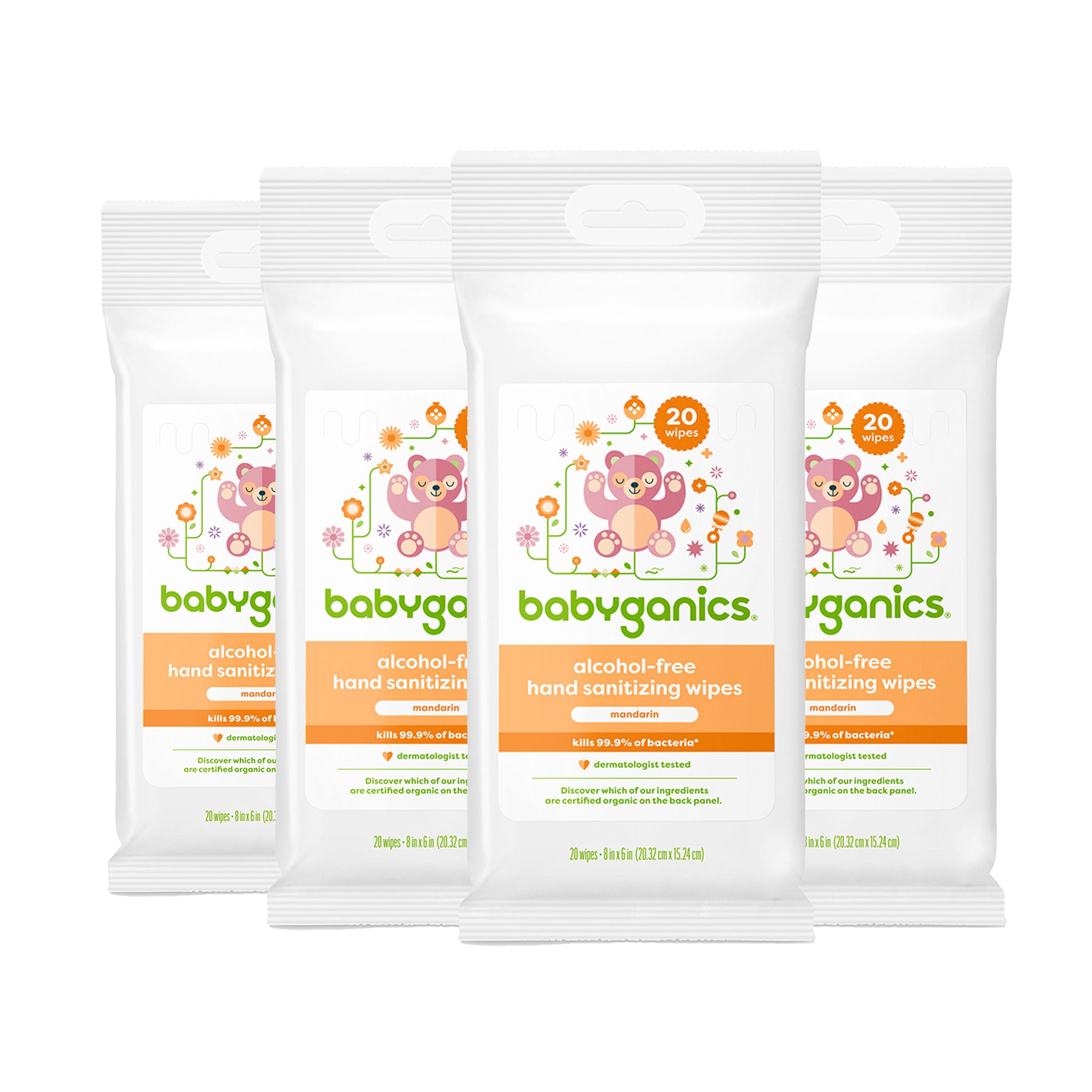 Foto 2 pulgar | Toallitas Desinfectantes Para Manos Babyganics Sin Alcohol De 80 Unidades (4 X 20 Unidades) - Venta Internacional.