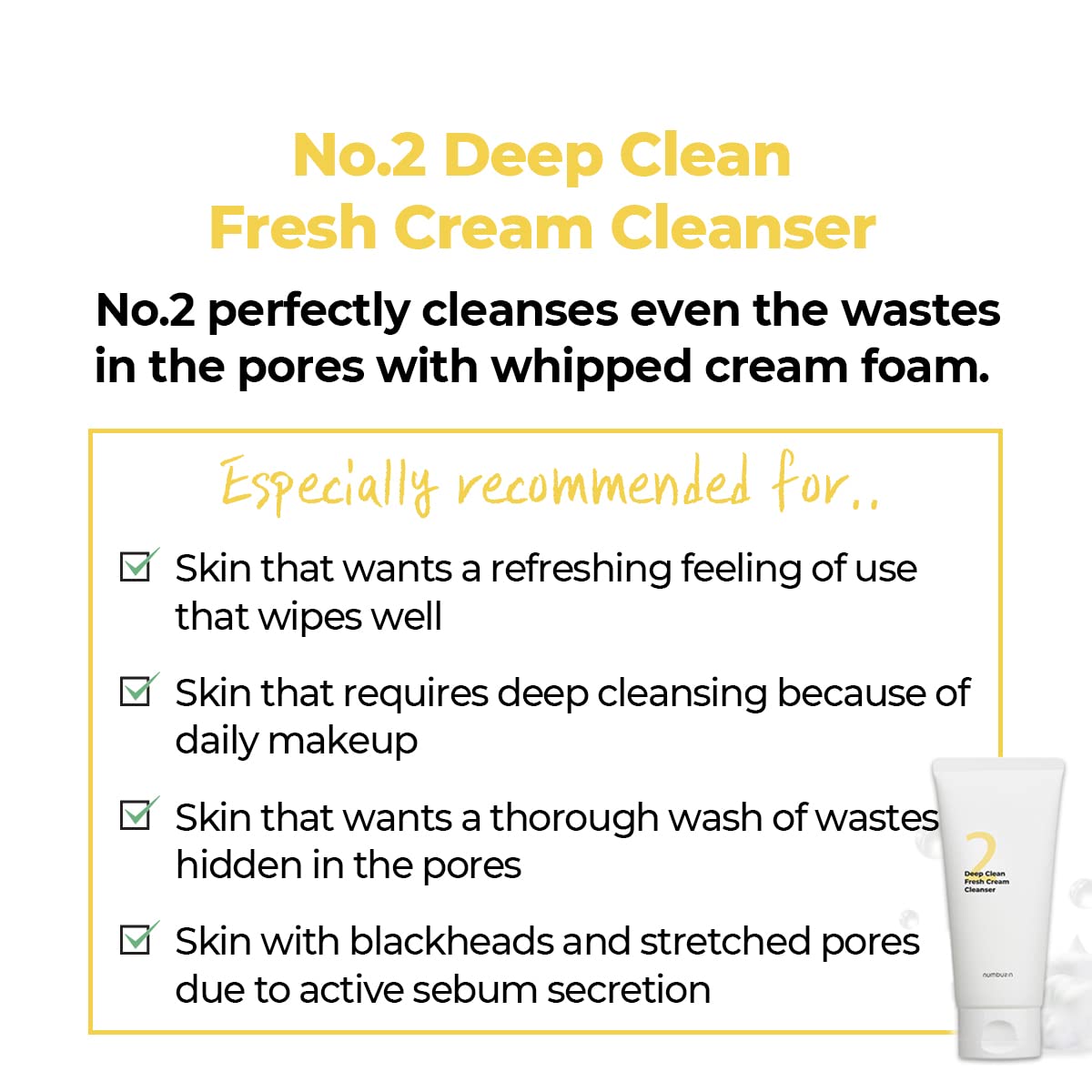 Foto 8 pulgar | Foam Cleanser Numbuzin No.2 Deep Clean Fresh Cream Cleanser - Venta Internacional.