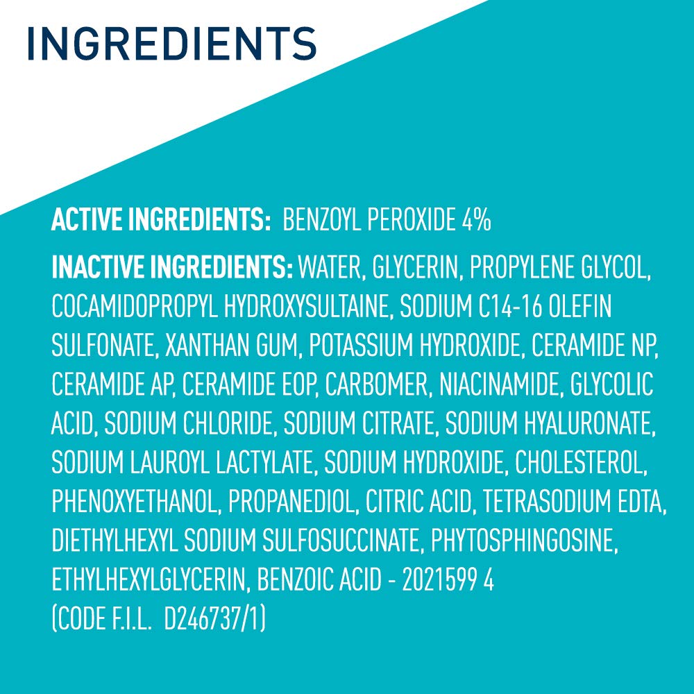 Foto 8 pulgar | Crema Limpiadora Espumosa Para Acné Face Wash Cerave, 150 Ml Con Peróxido De Benzoilo Al 4% - Venta Internacional.