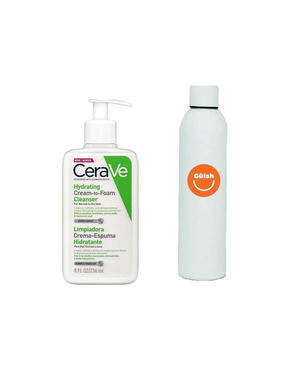 Crema Espuma Limpiadora Hidratante Cerave + Termo De Agua De Regalo Güish