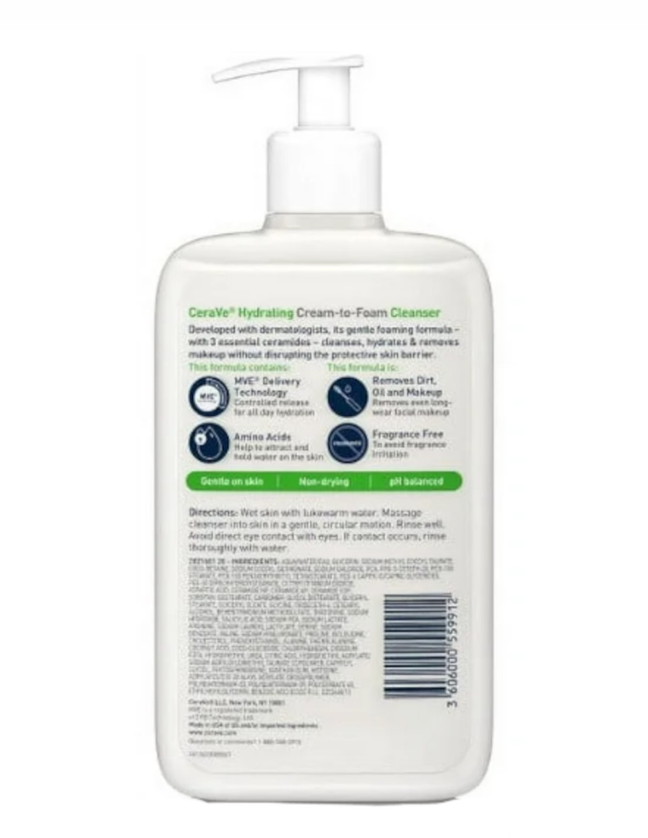 Foto 4 pulgar | Crema Espuma Limpiadora Hidratante Cerave + Termo De Agua De Regalo Güish