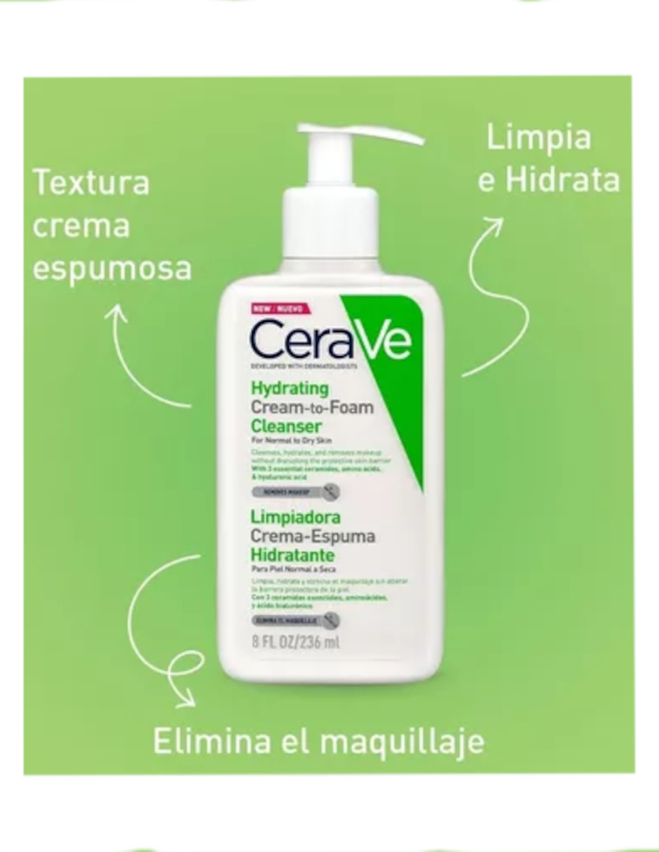 Foto 5 pulgar | Crema Espuma Limpiadora Hidratante Cerave + Termo De Agua De Regalo Güish