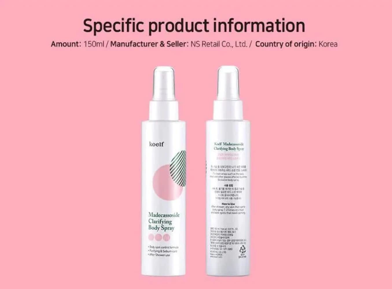 Foto 5 pulgar | Spray Corporal Koelf Madecassoside Clarifying 150 Ml Spot Control - Venta Internacional.