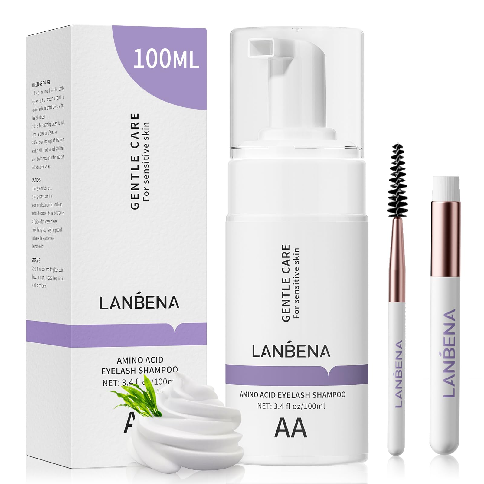 Foto 2 pulgar | Limpiador De Extensiones De Pestañas Lanbena 100 Ml Con Aminoácidos - Venta Internacional.