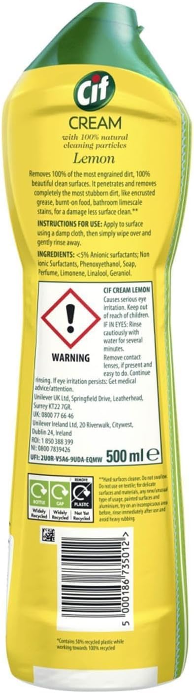 Foto 4 pulgar | Crema Limpiadora Cif Lemon 500 Ml (paquete De 4) - Venta Internacional.