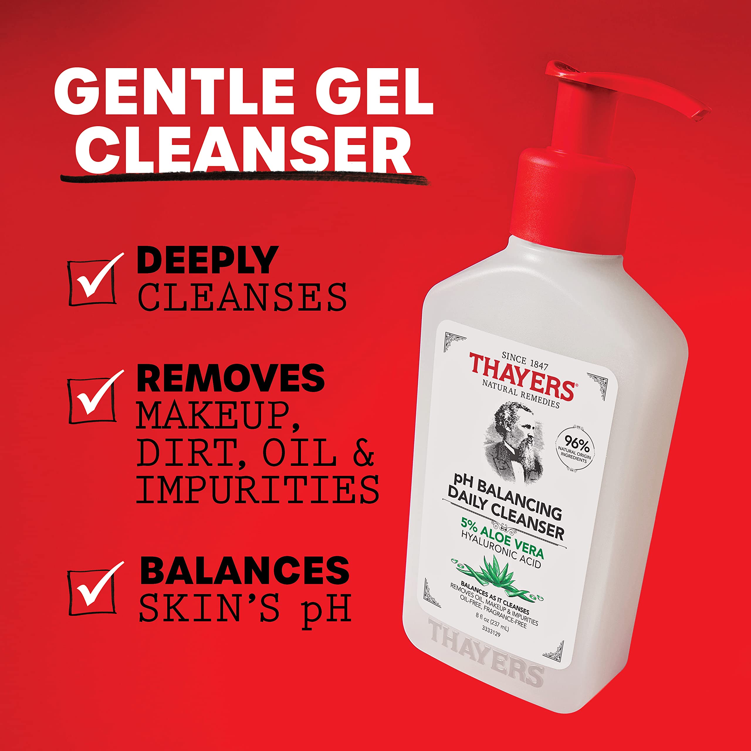 Foto 2 | Limpiador Diario Para Equilibrar El Ph De Thayers Con Aloe Vera, 240 Ml, Aceite Seco - Venta Internacional.