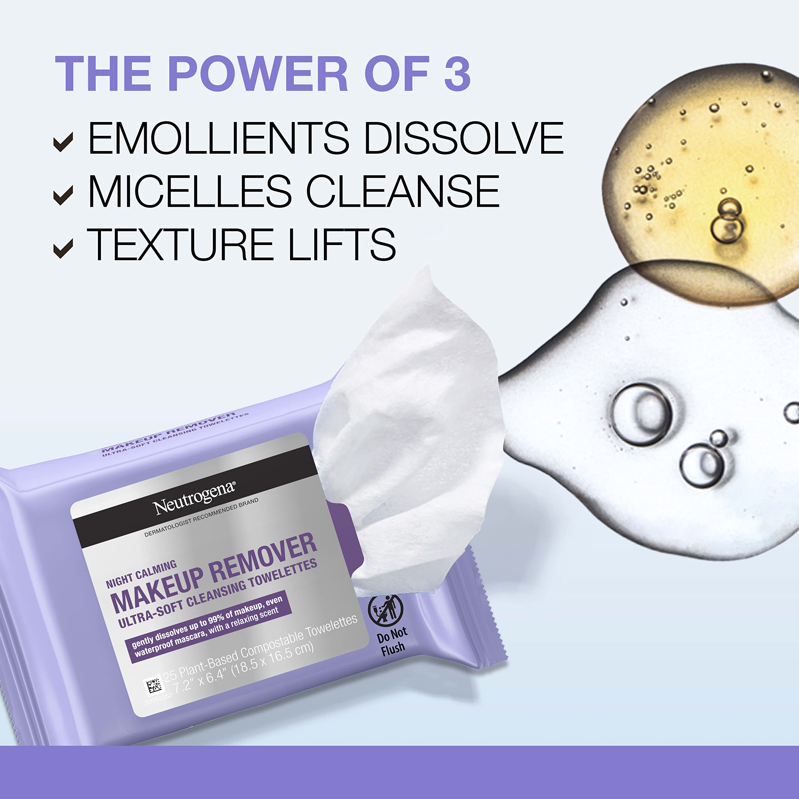 Foto 4 pulgar | Toallitas Desmaquillantes Neutrogena Night Calming 25 Unidades, 2 Unidades - Venta Internacional.