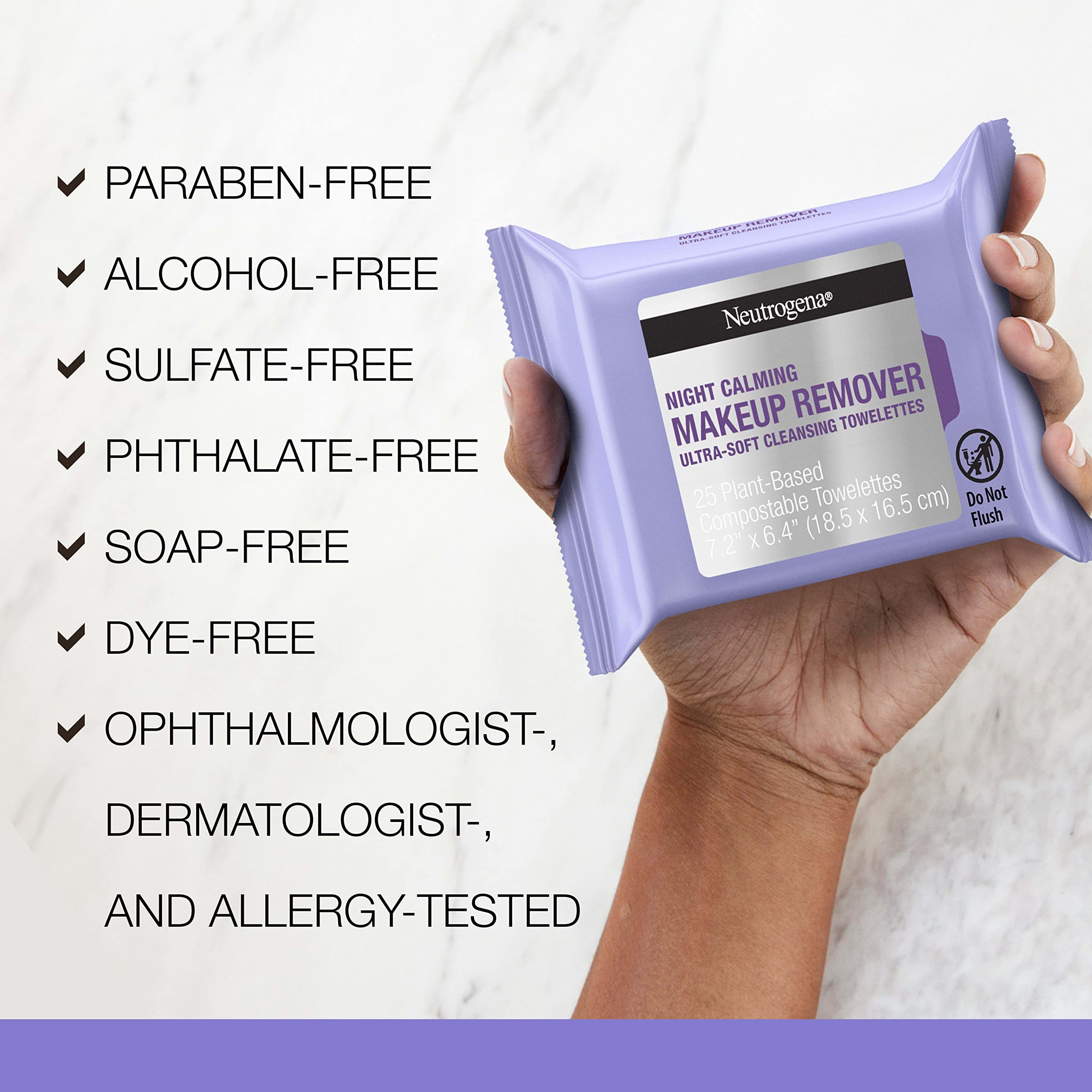 Foto 7 pulgar | Toallitas Desmaquillantes Neutrogena Night Calming 25 Unidades, 2 Unidades - Venta Internacional.