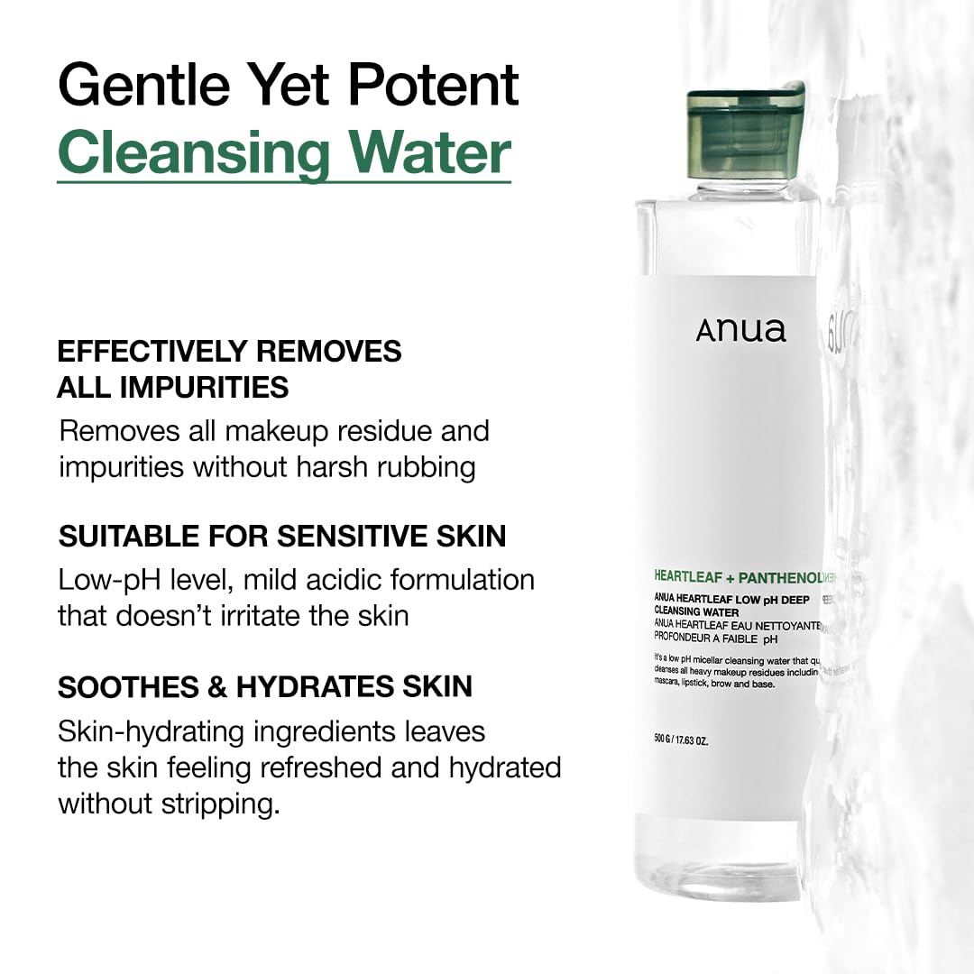 Foto 5 pulgar | Agua Limpiadora Anua Heartleaf, Bajo Ph, 500 Ml, Piel Sensible - Venta Internacional.