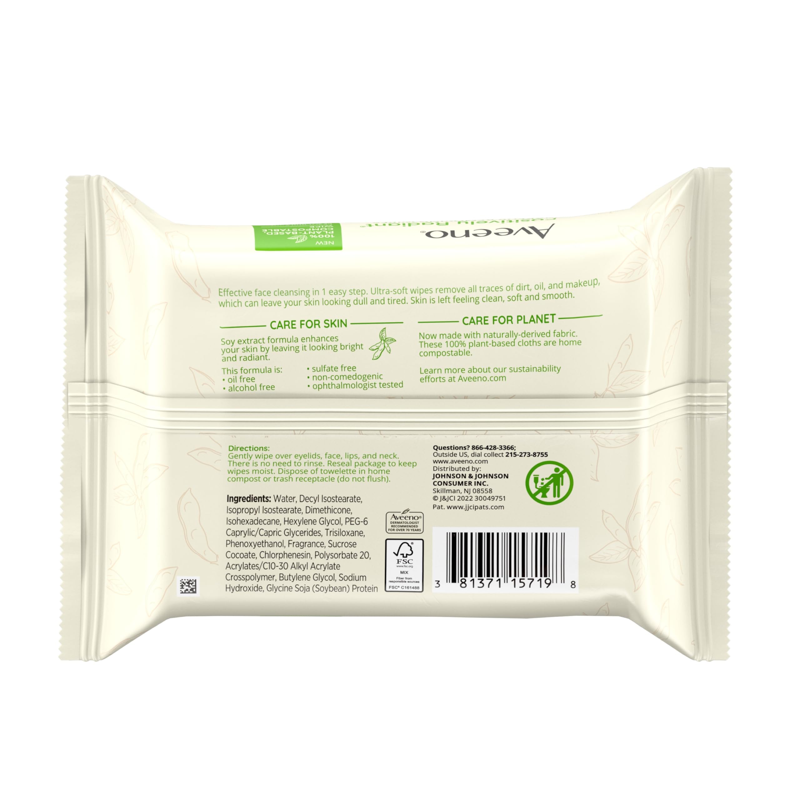Foto 5 | Toallitas Limpiadoras Faciales Desmaquillantes Aveeno Positively - Venta Internacional.