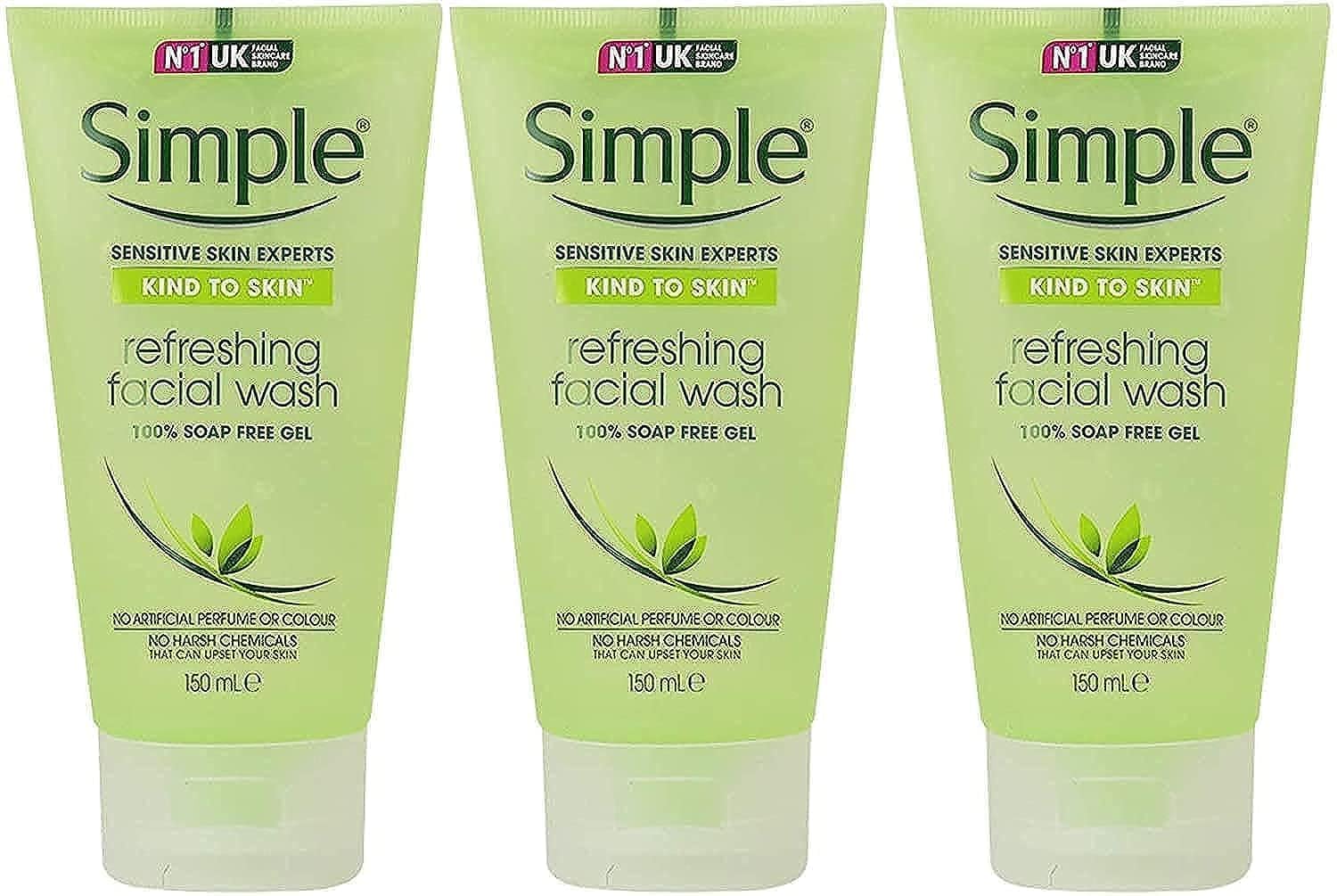 Foto 2 pulgar | Gel Limpiador Facial Simple Kind To Skin, 150 Ml (paquete De 3) - Venta Internacional.