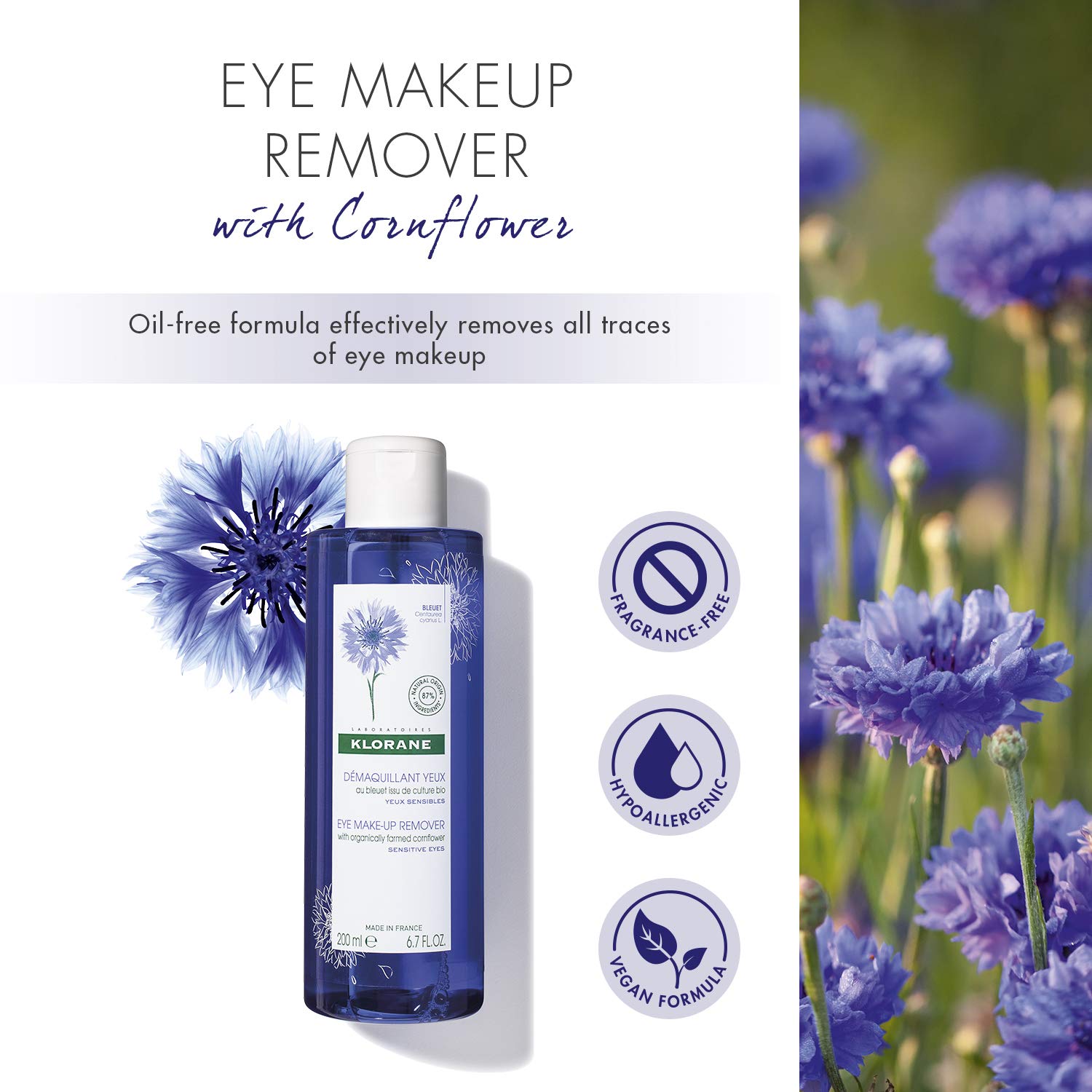 Foto 2 | Desmaquillante De Ojos Klorane  De Cultivo Ecológico  200 Ml - Venta Internacional.