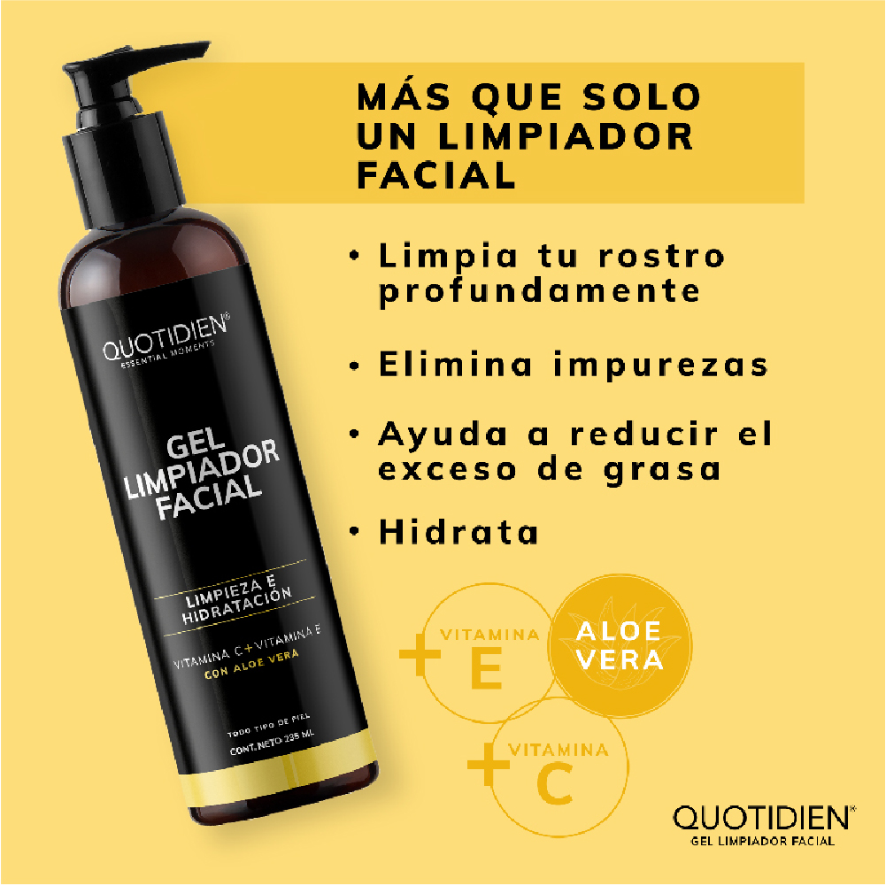 Foto 4 pulgar | Gel Limpiador Quotidien con Vitamina C + Aloe Vera Skin Care Facial 235ml