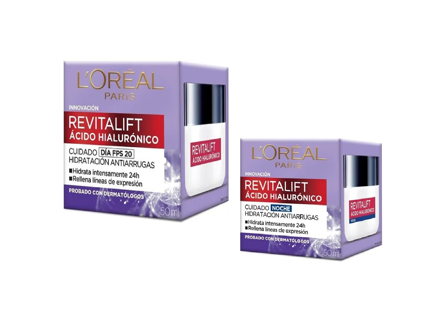 Foto 2 pulgar | Kit Revitalift Loreal Cuidado Facial Crema de Día más de Noche 50 ml