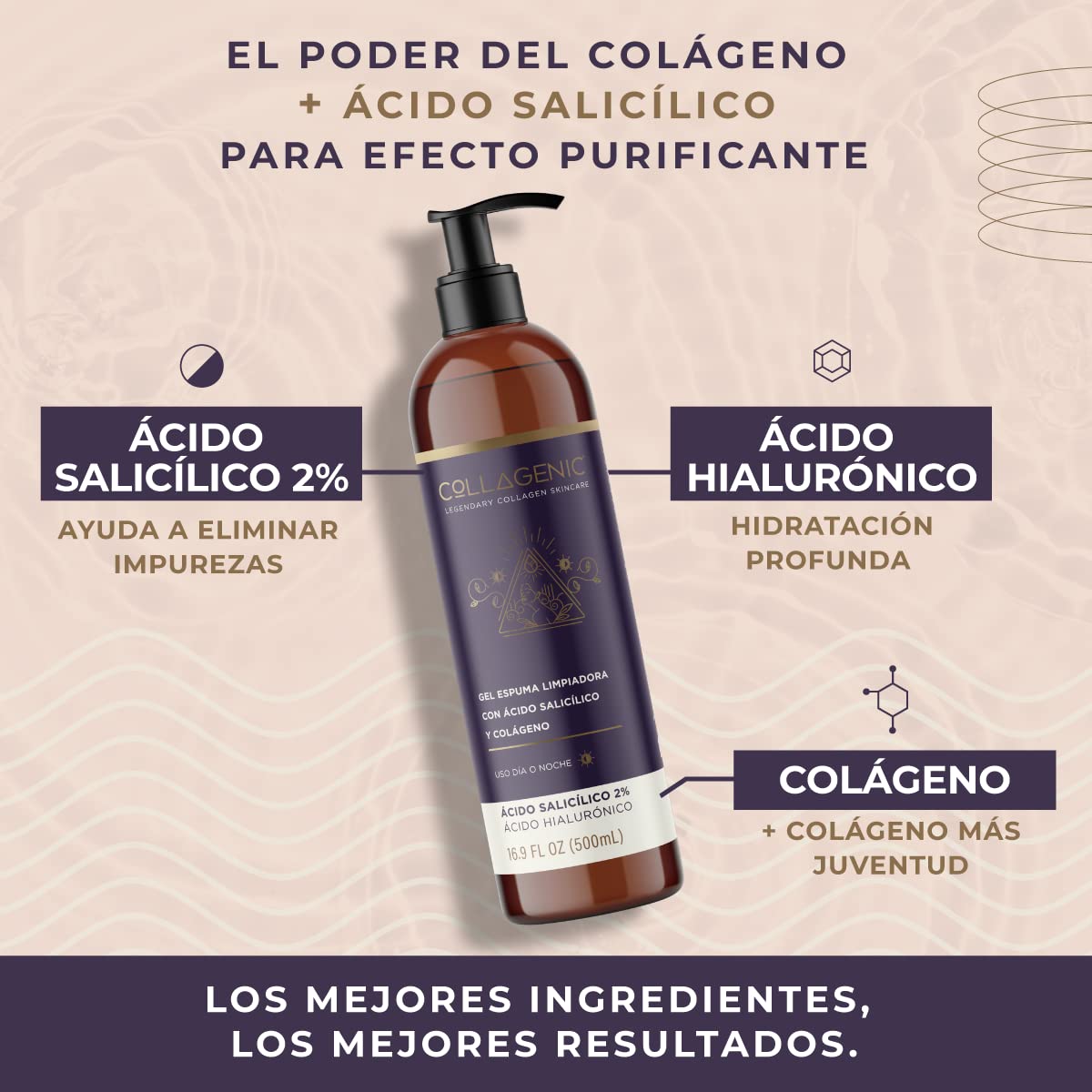 Foto 3 pulgar | Gel Espuma Limpiadora con Ácido Salicílico y Colágeno Collagenic 500 ml