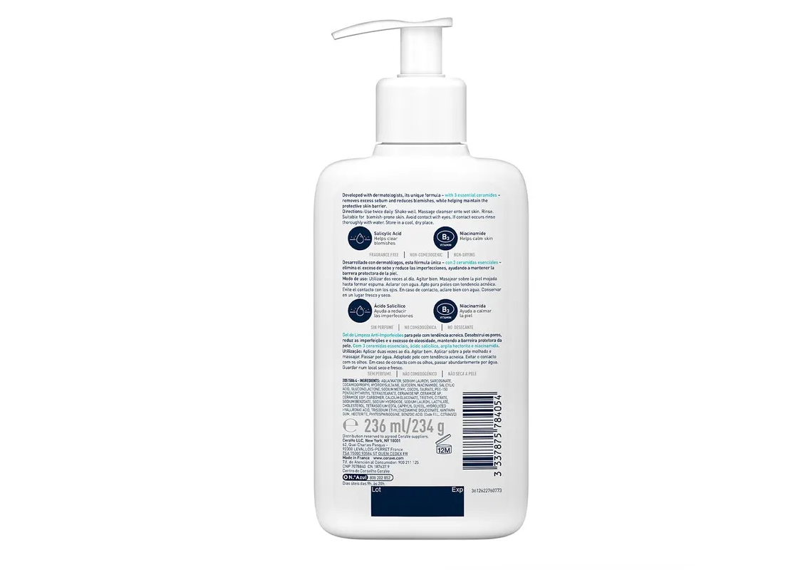 Foto 4 pulgar | Cerave Limpiador Control Imperfecciones Piel Grasa 236ml