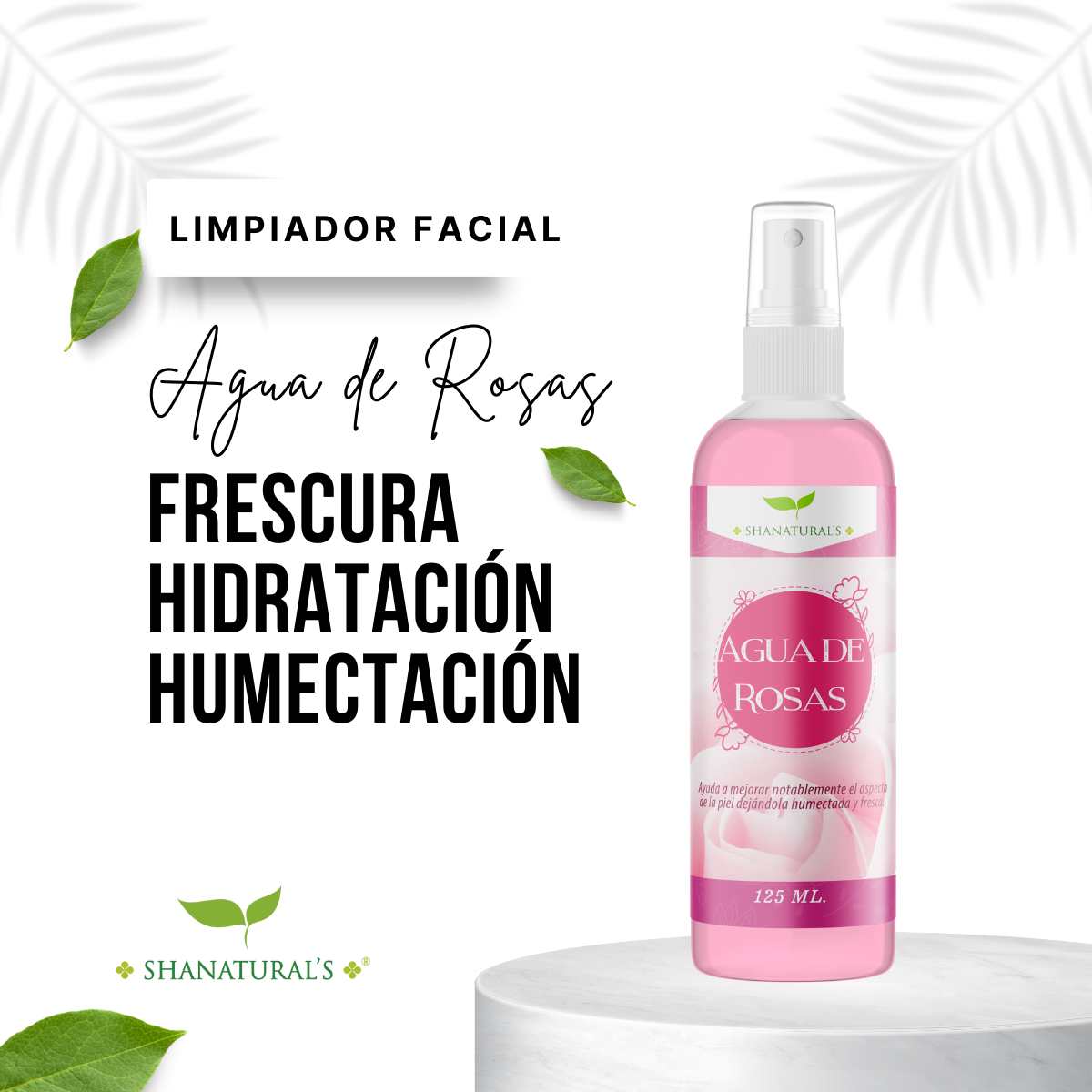 Foto 4 pulgar | Limpiador Facial Shanaturals Agua de Rosas Color Rosa