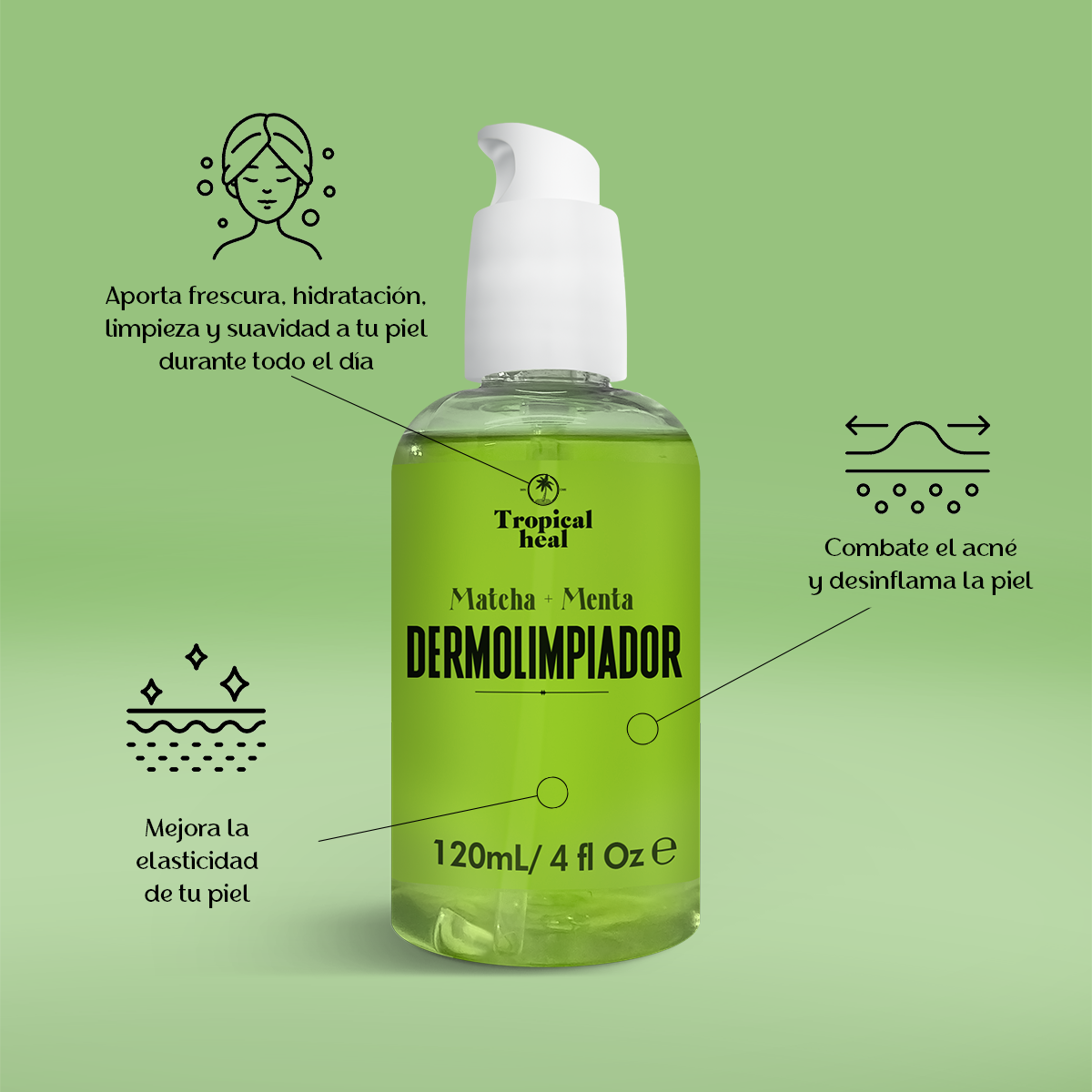 Foto 3 pulgar | Dermolimpiador Facial con Extracto Natural de Matcha y Menta Tropical Heal