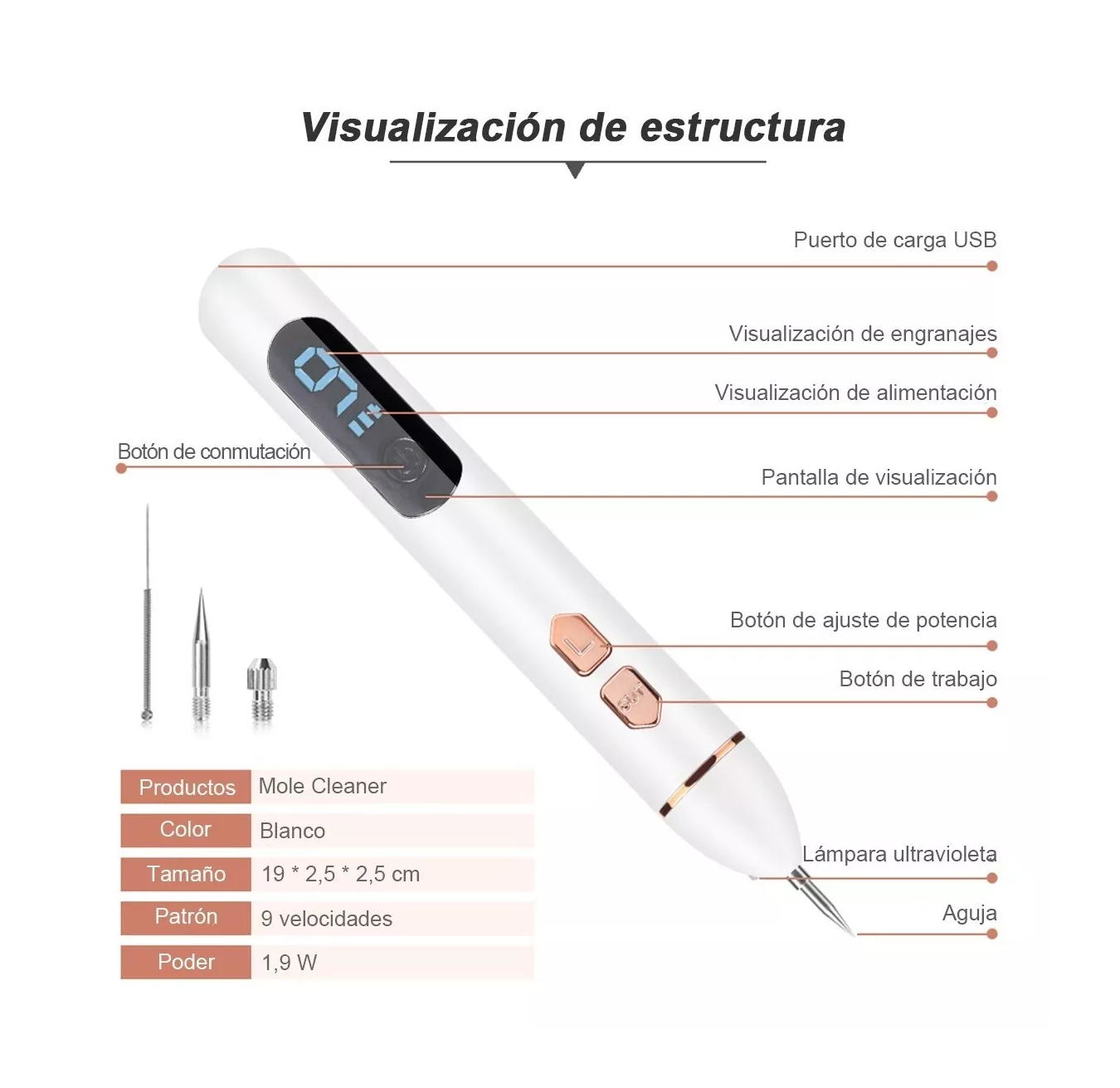 Foto 3 pulgar | Pluma Cauterizadora para Quitar Verrugas Ciicii Blanco