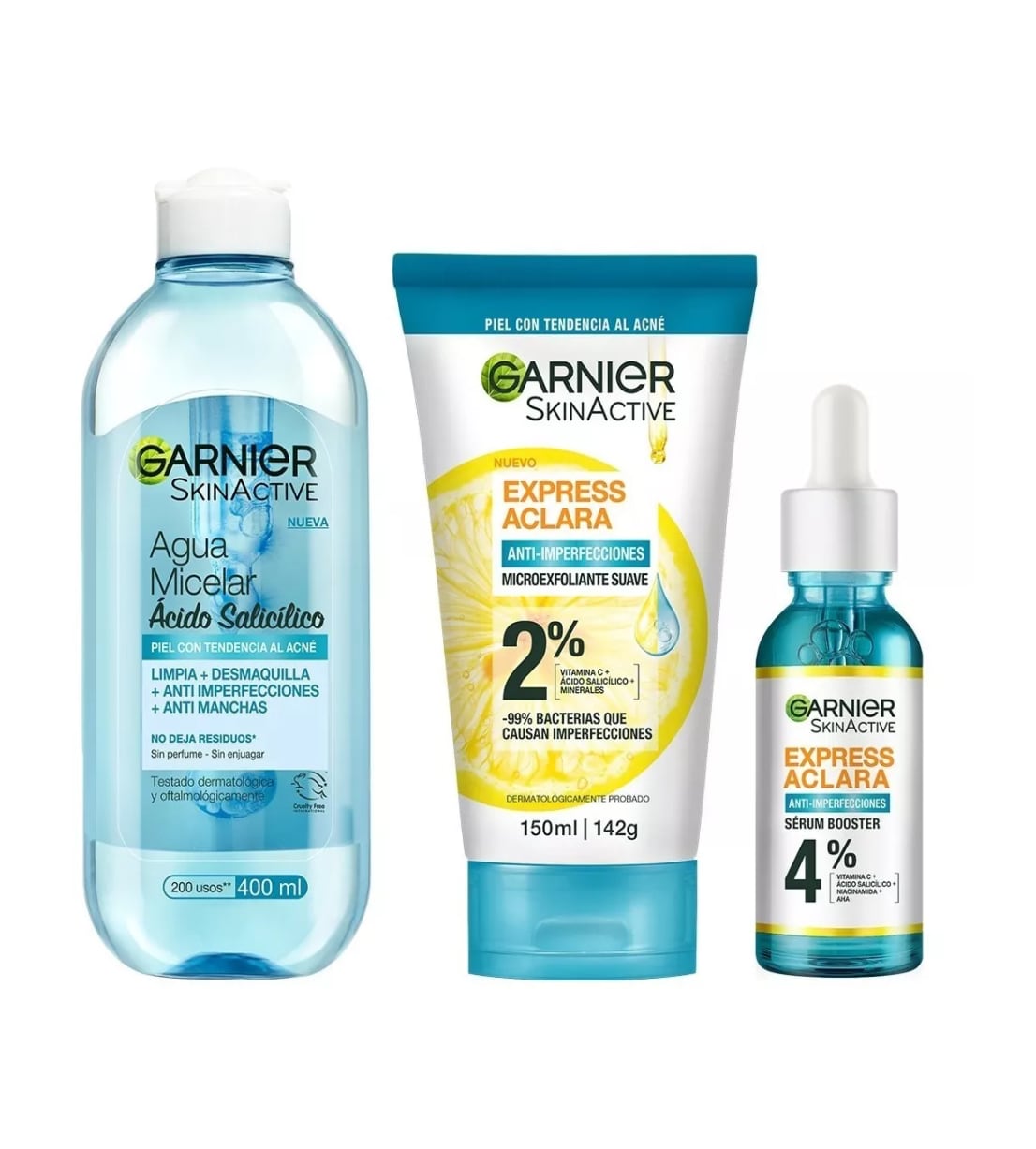 Kit Garnier Rutina Express Aclara Anti Acné Ácido Salicílico 3 Piezas $949